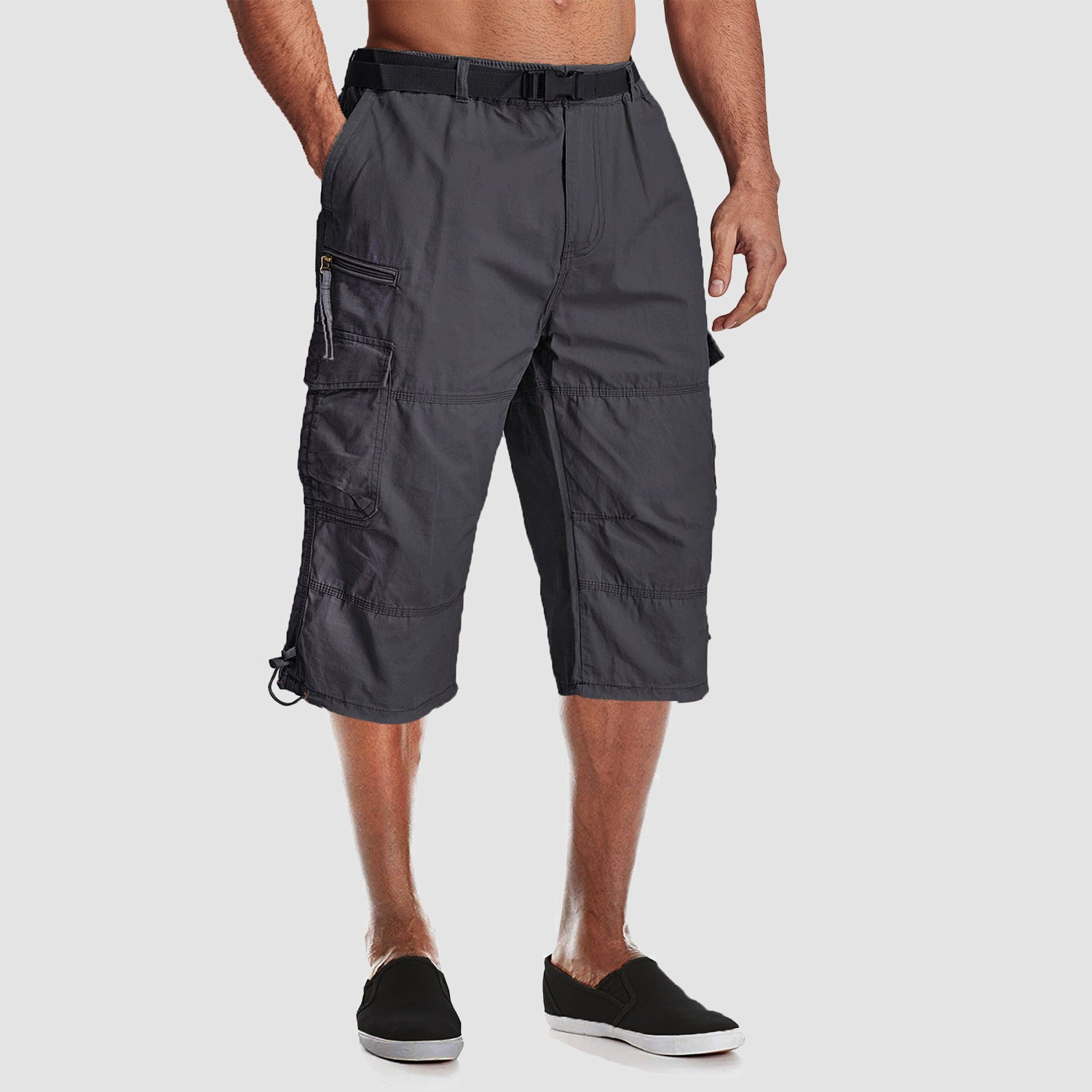 Men's Below Knee Cargo Shorts - Cotton, 7 Pockets, Work Capris