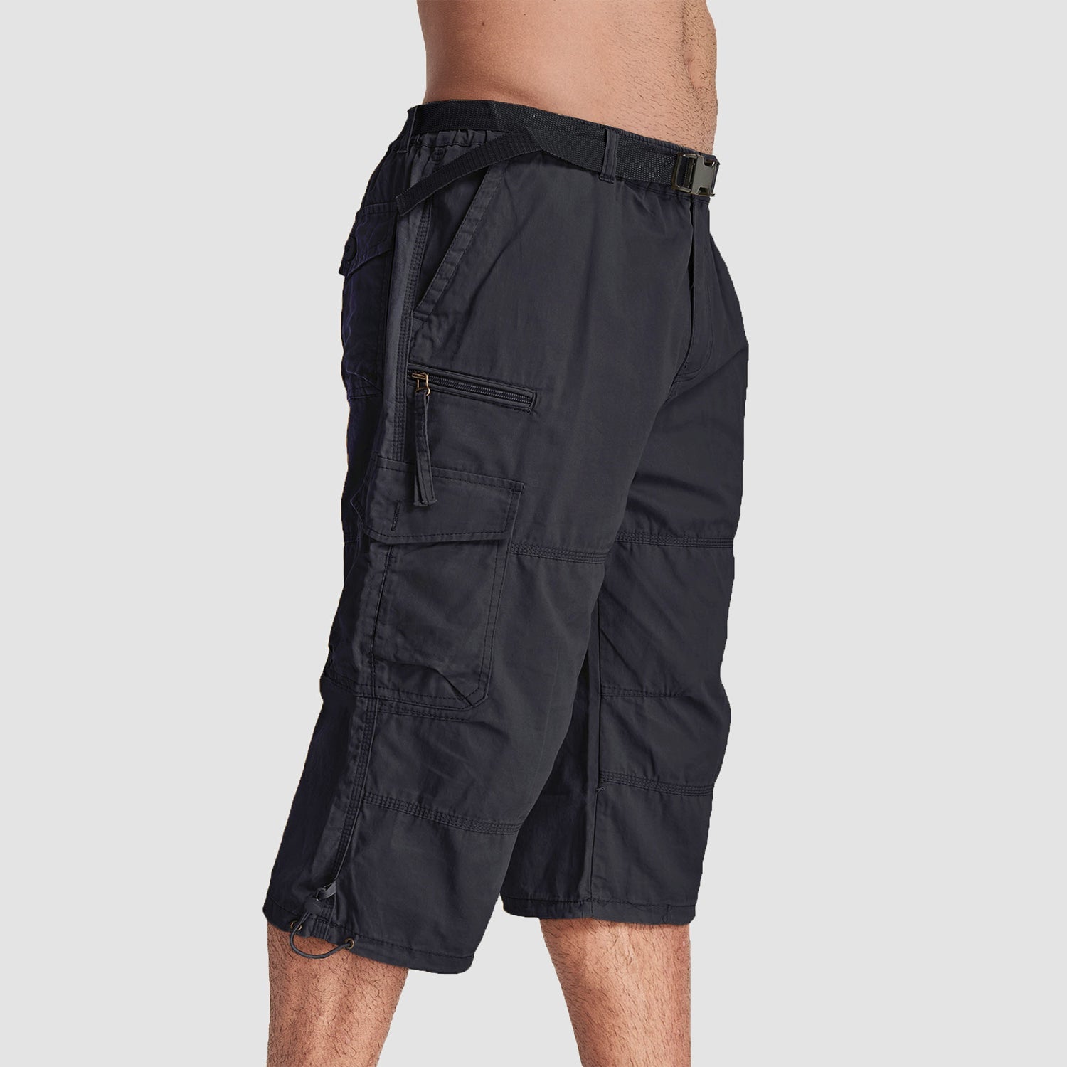 Men's Below Knee Cargo Shorts - Cotton, 7 Pockets, Work Capris