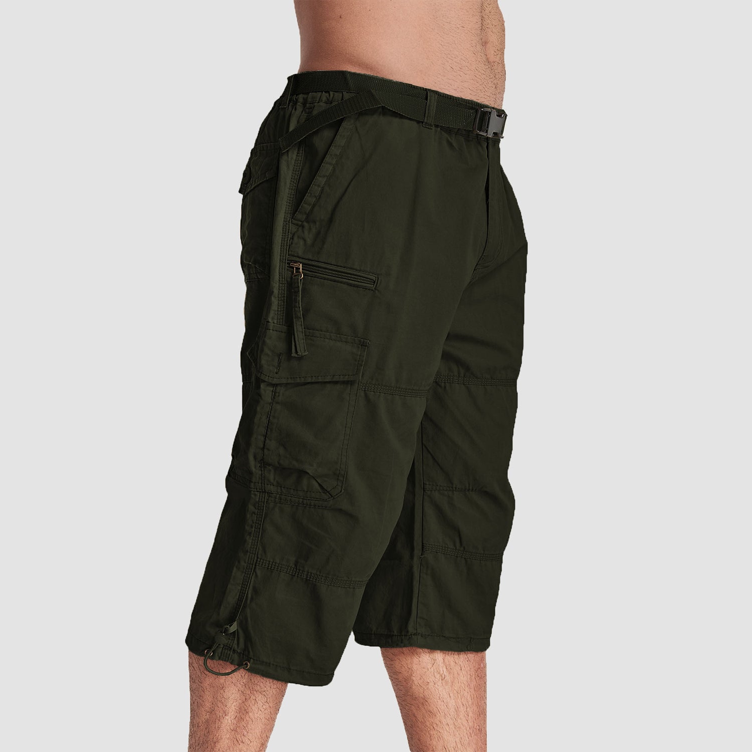 Men's Below Knee Cargo Shorts - Cotton, 7 Pockets, Work Capris