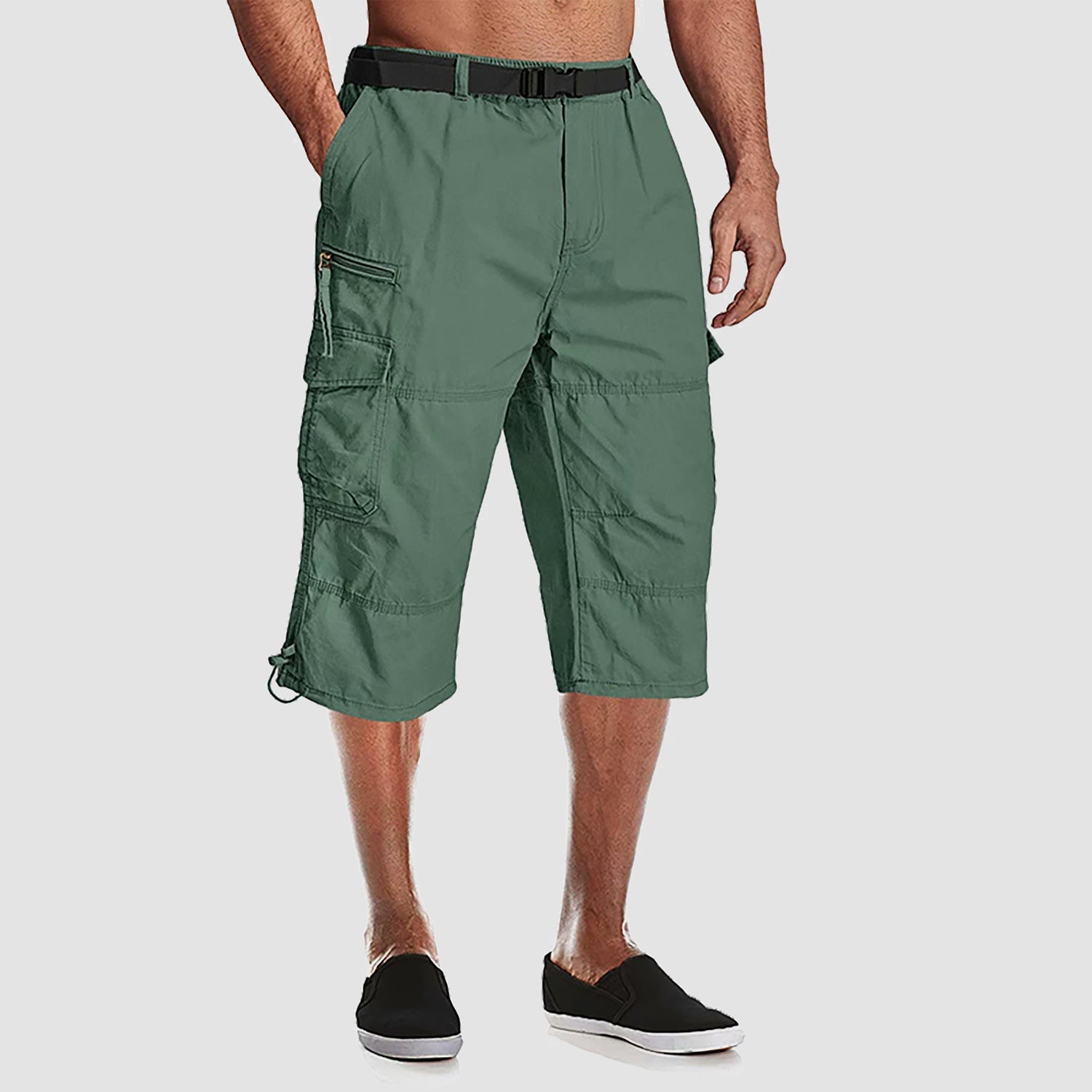 Men's Below Knee Cargo Shorts - Cotton, 7 Pockets, Work Capris