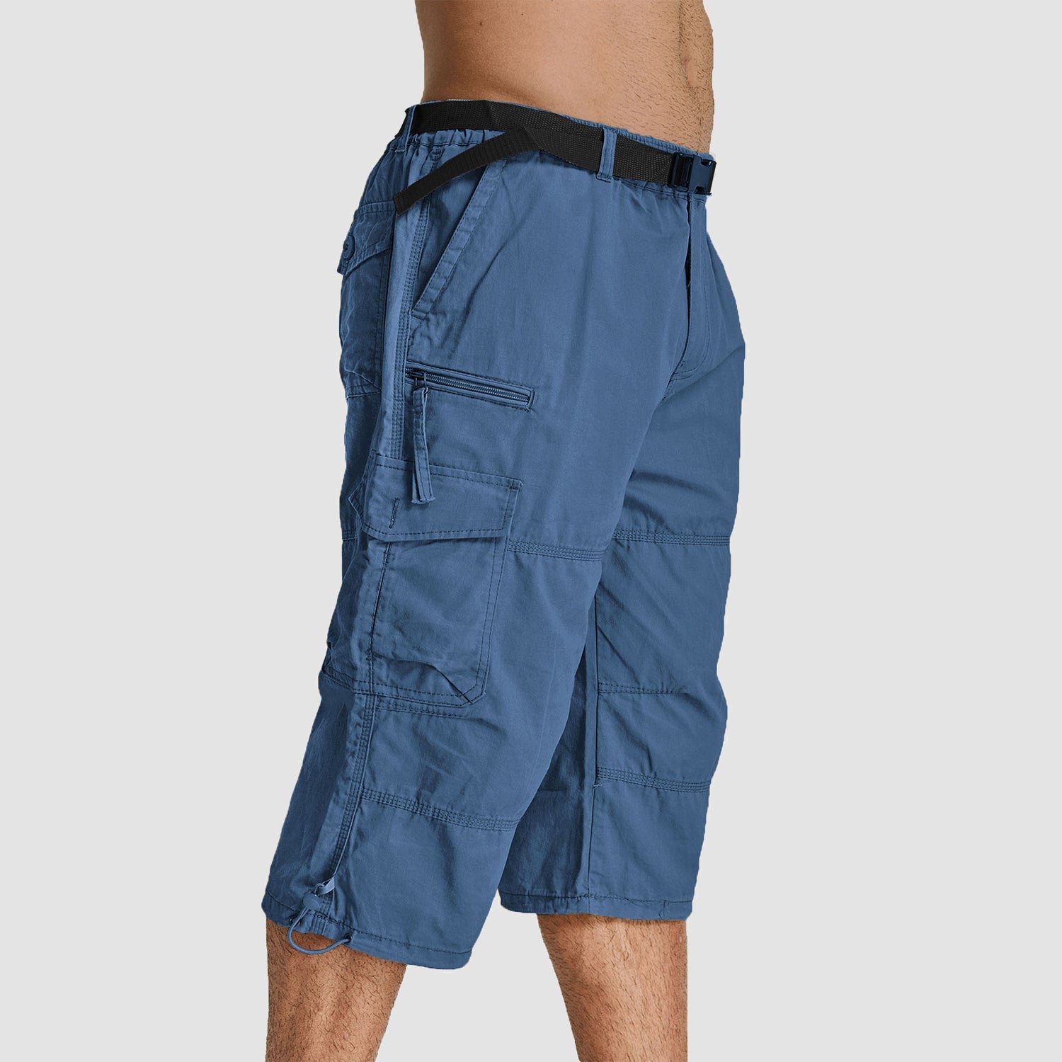 Men's Below Knee Cargo Shorts - Cotton, 7 Pockets, Work Capris