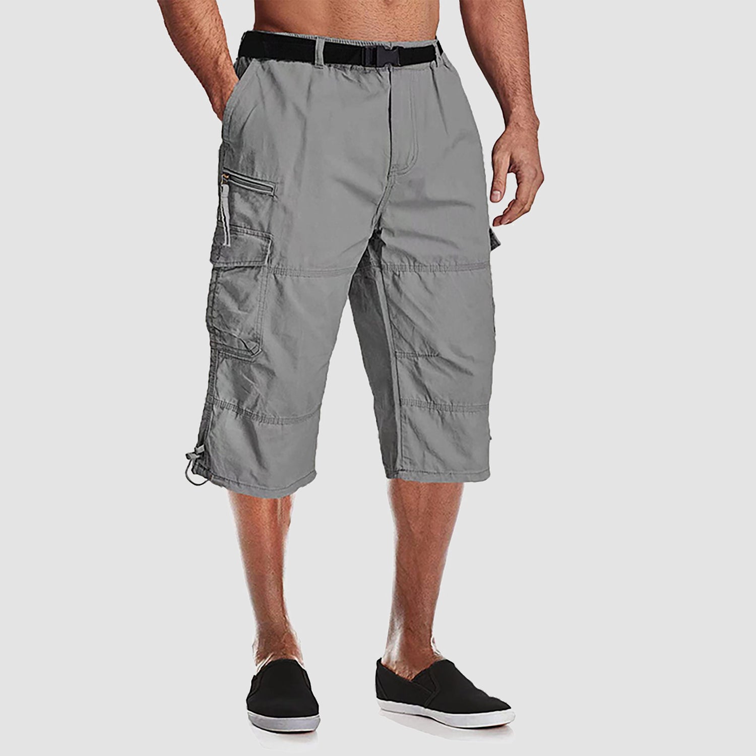Men's Below Knee Cargo Shorts - Cotton, 7 Pockets, Work Capris