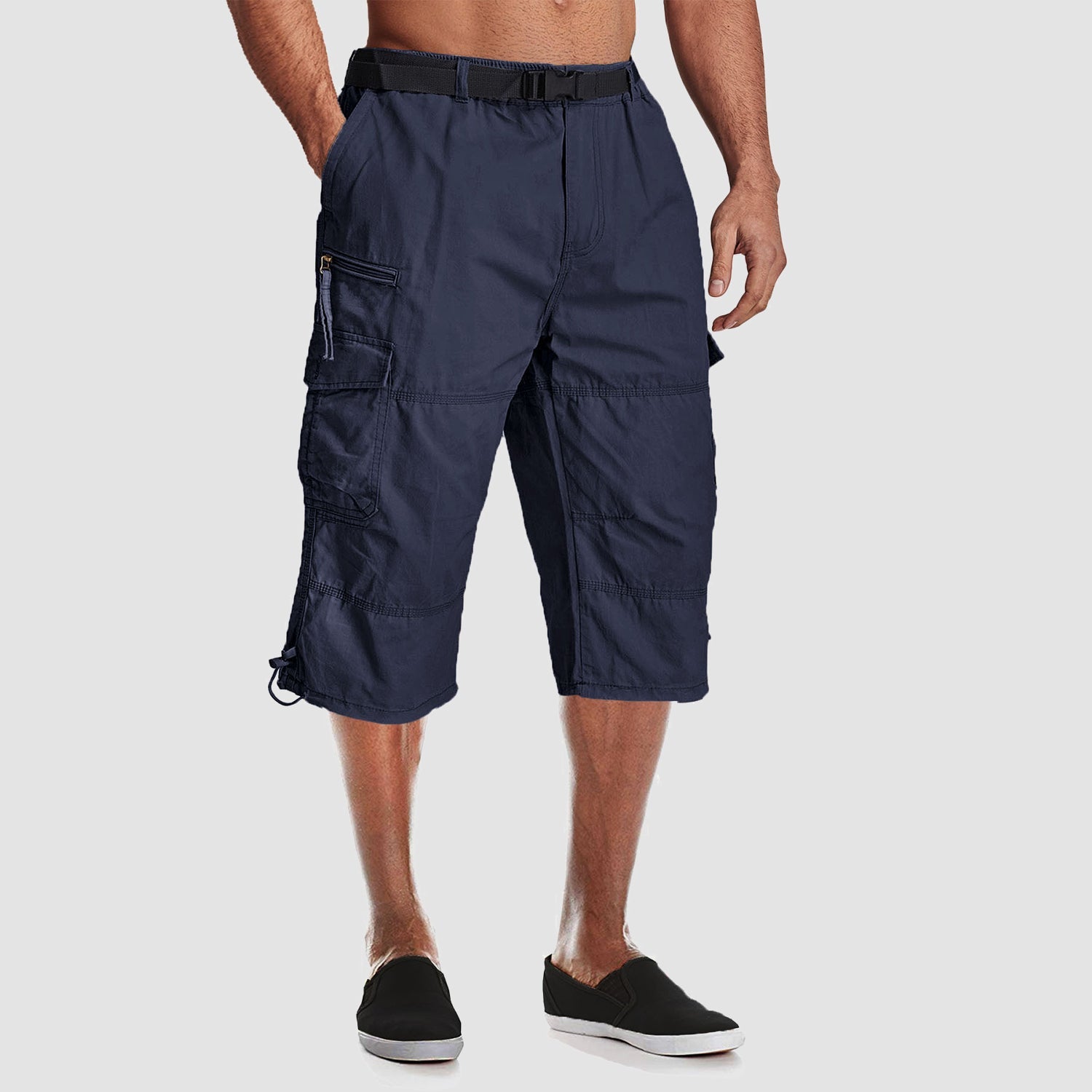 Men's Below Knee Cargo Shorts - Cotton, 7 Pockets, Work Capris
