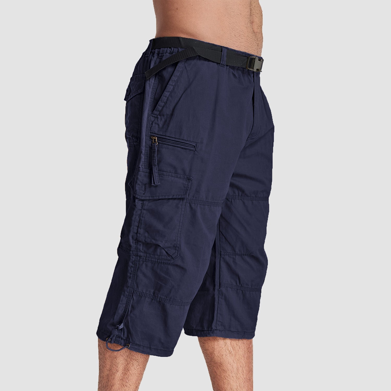 Men's Below Knee Cargo Shorts - Cotton, 7 Pockets, Work Capris