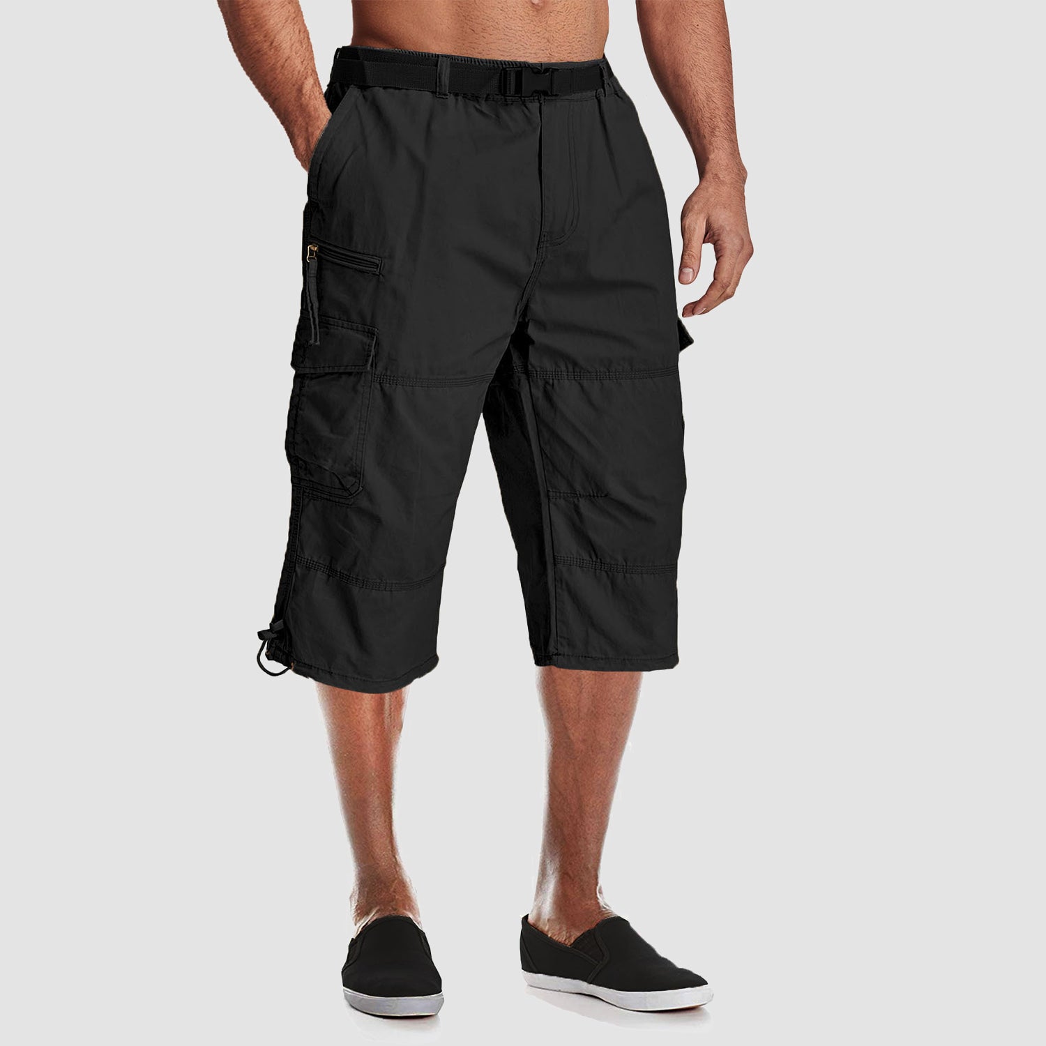Men's Below Knee Cargo Shorts - Cotton, 7 Pockets, Work Capris