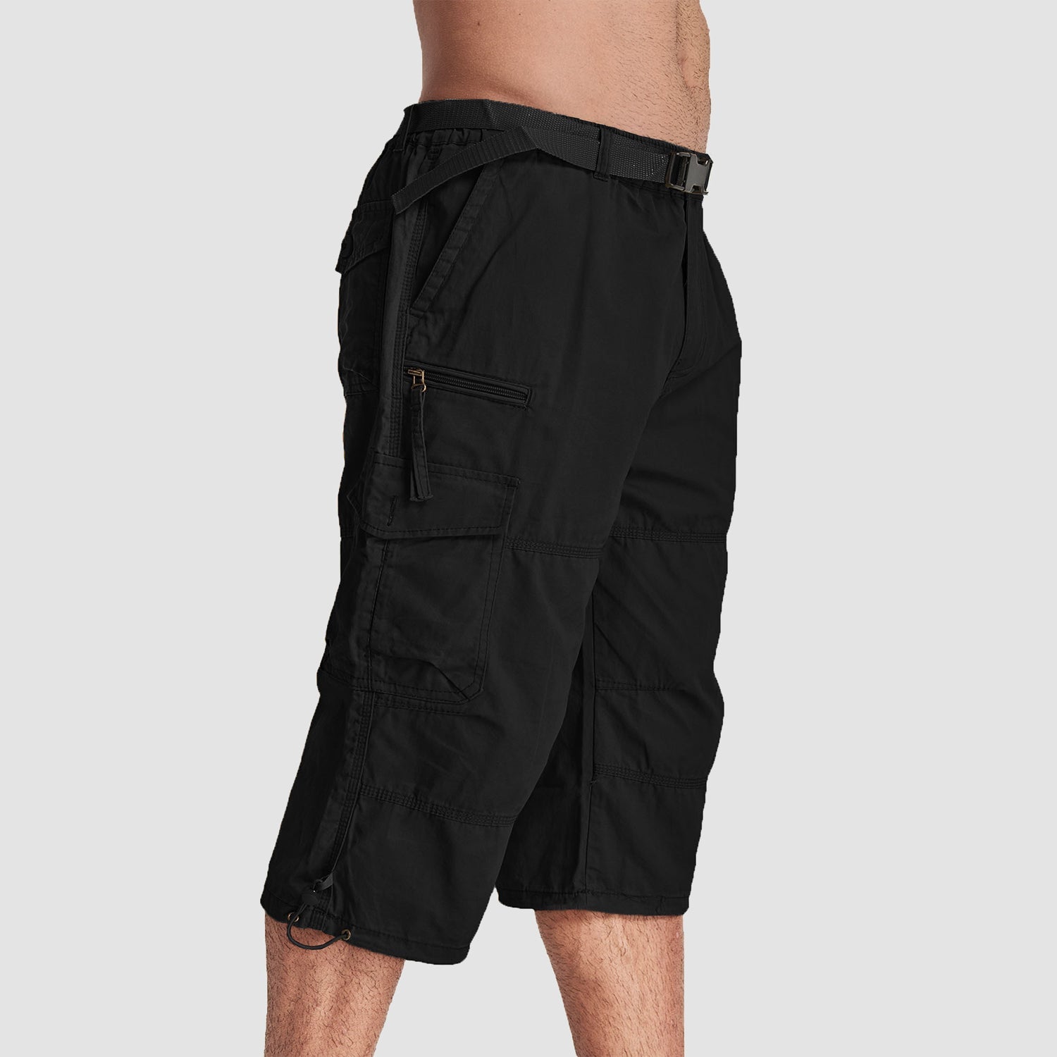 Men's Below Knee Cargo Shorts - Cotton, 7 Pockets, Work Capris