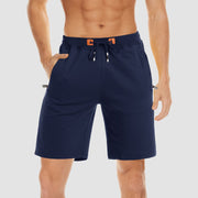 Men's Cotton Jogger Shorts - Elastic Waist, Zipper Pockets