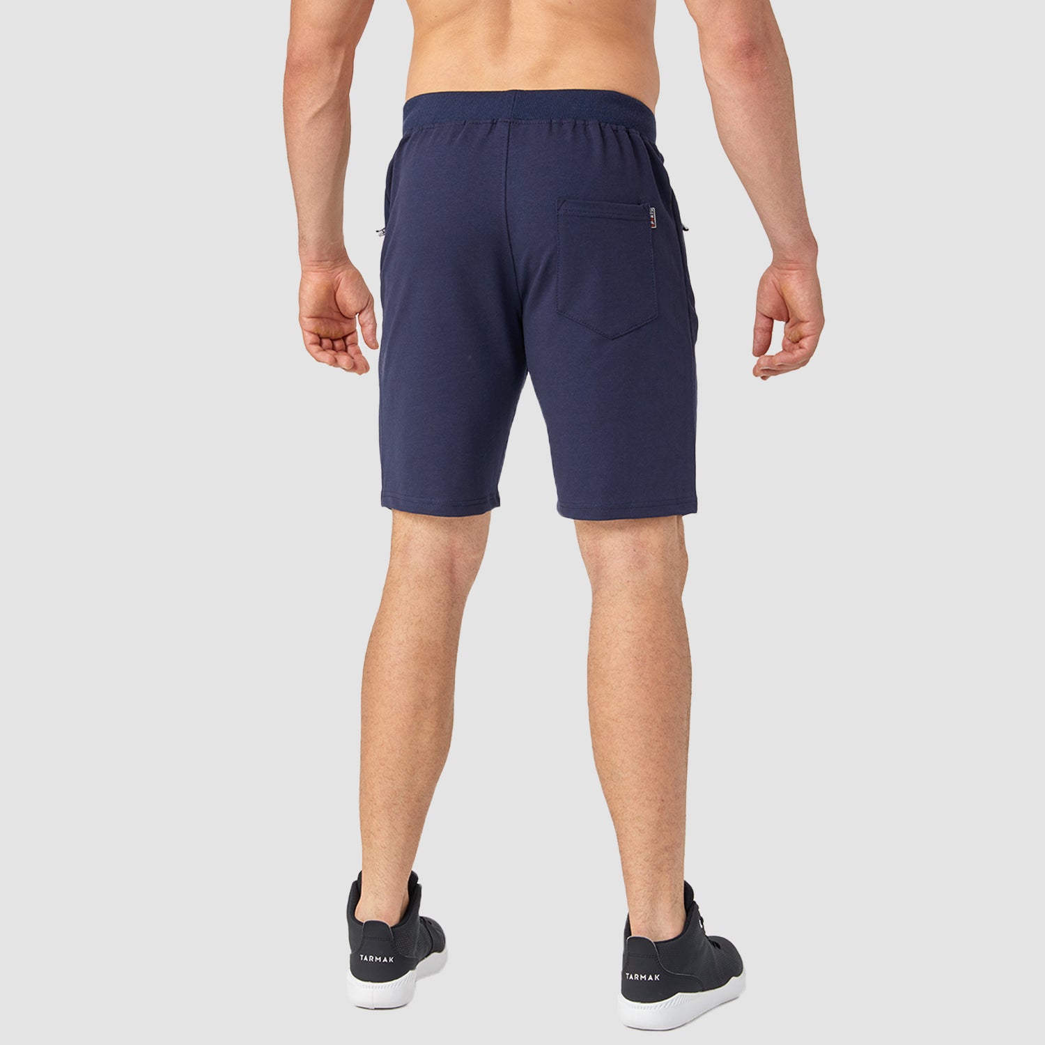 Men's Cotton Jogger Shorts - Elastic Waist, Zipper Pockets