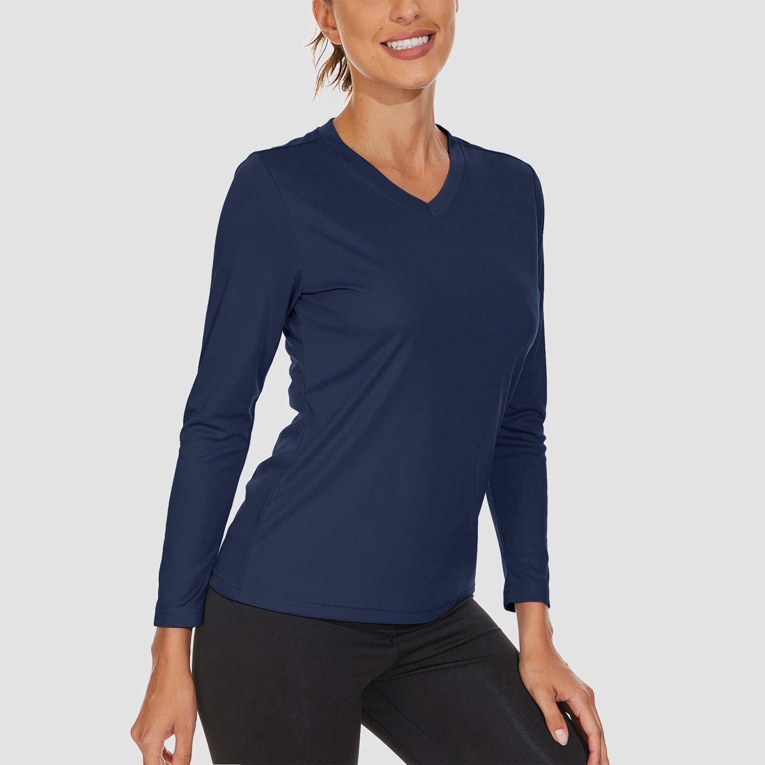 Women's Long Sleeve UPF 50+ V-Neck Hiking & Workout Shirt