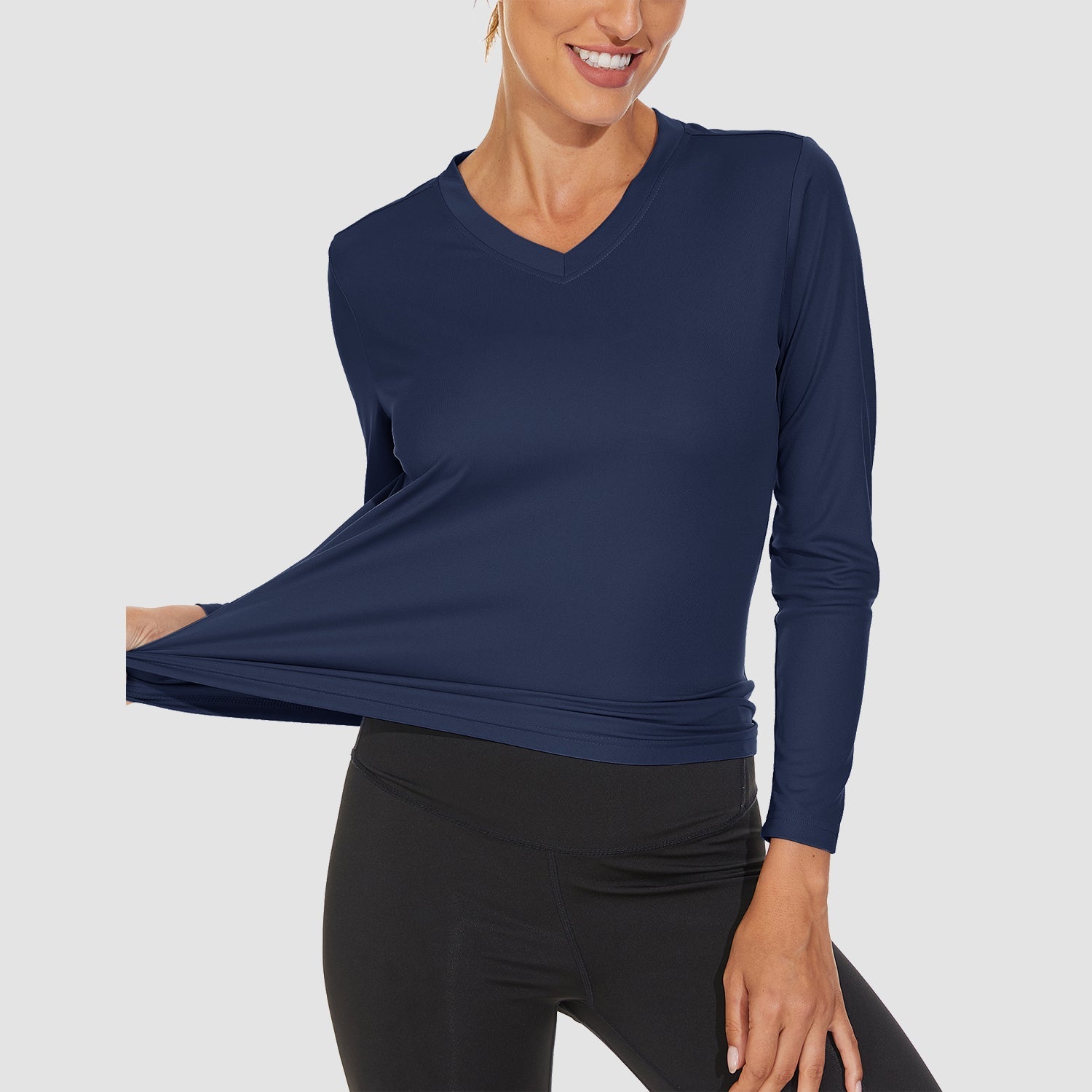 Women's Long Sleeve UPF 50+ V-Neck Hiking & Workout Shirt