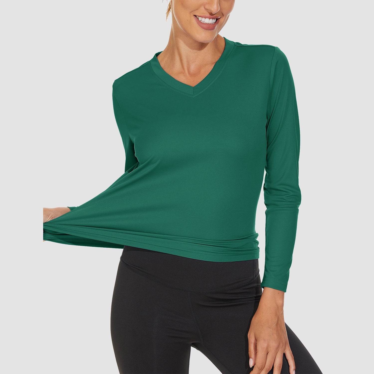 Women's Long Sleeve UPF 50+ V-Neck Hiking & Workout Shirt