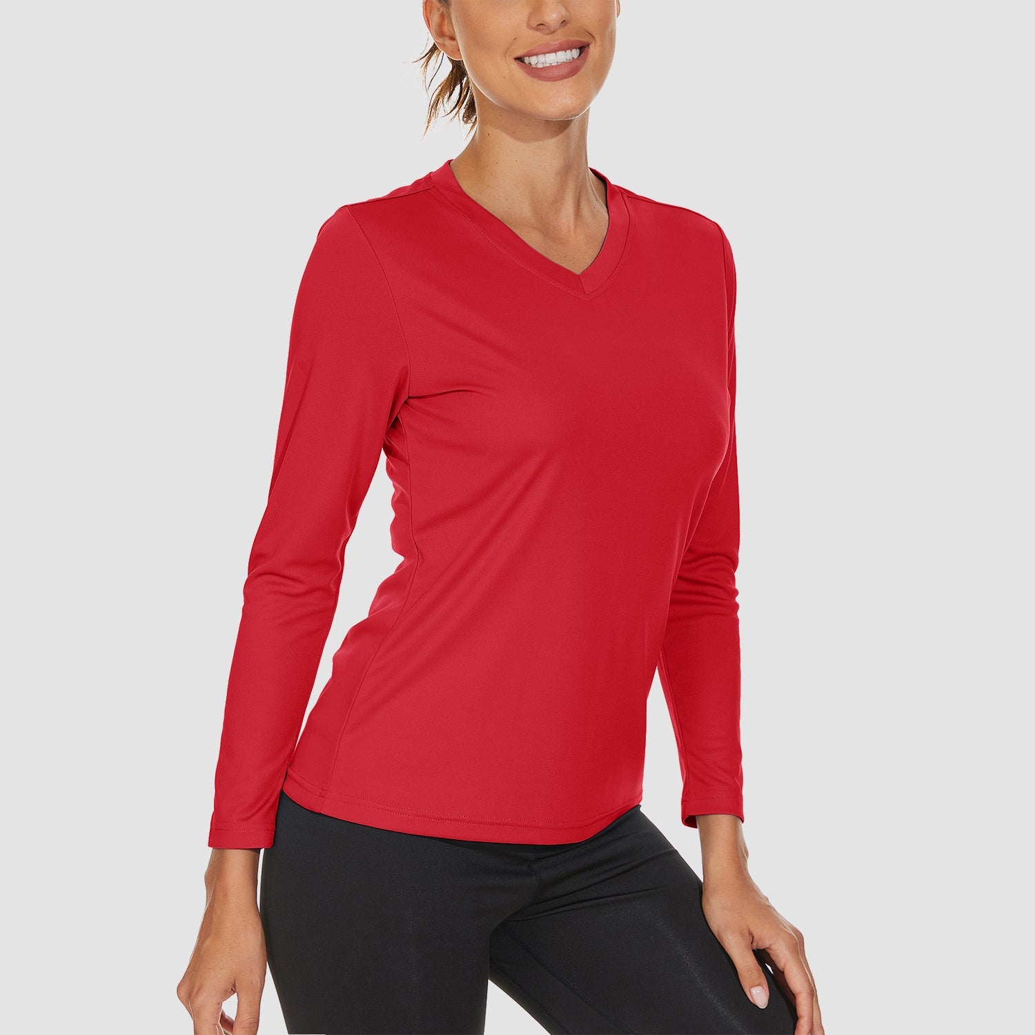 Women's Long Sleeve UPF 50+ V-Neck Hiking & Workout Shirt