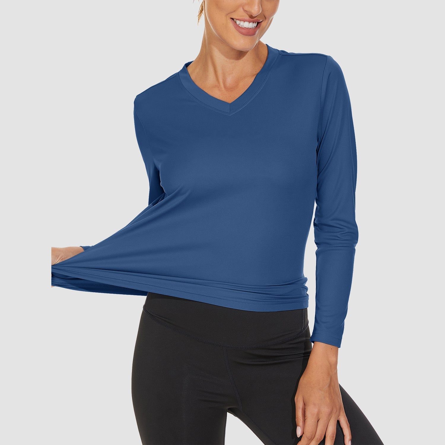Women's Long Sleeve UPF 50+ V-Neck Hiking & Workout Shirt