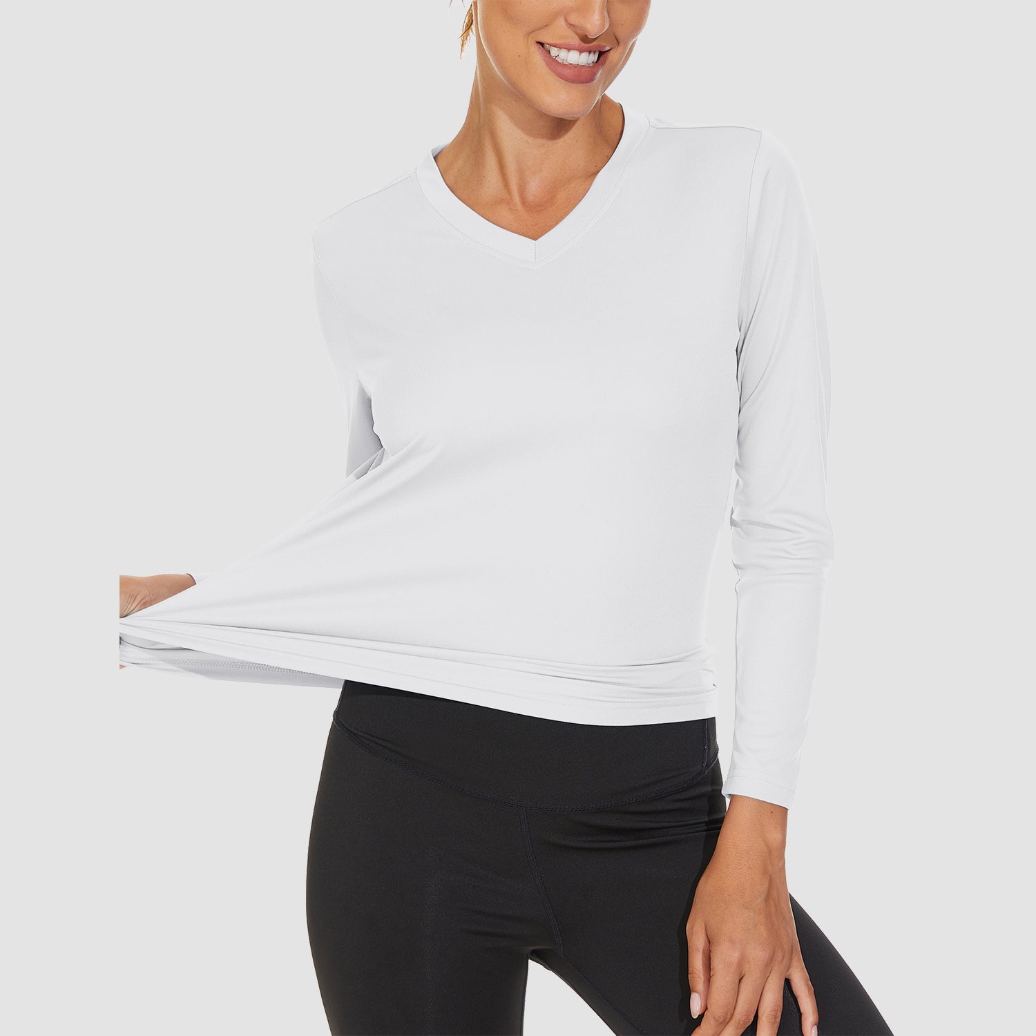 Women's Long Sleeve UPF 50+ V-Neck Hiking & Workout Shirt
