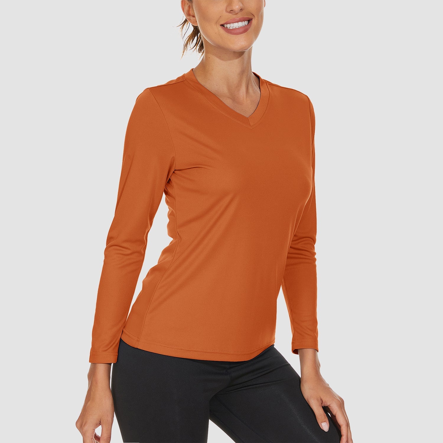 Women's Long Sleeve UPF 50+ V-Neck Hiking & Workout Shirt