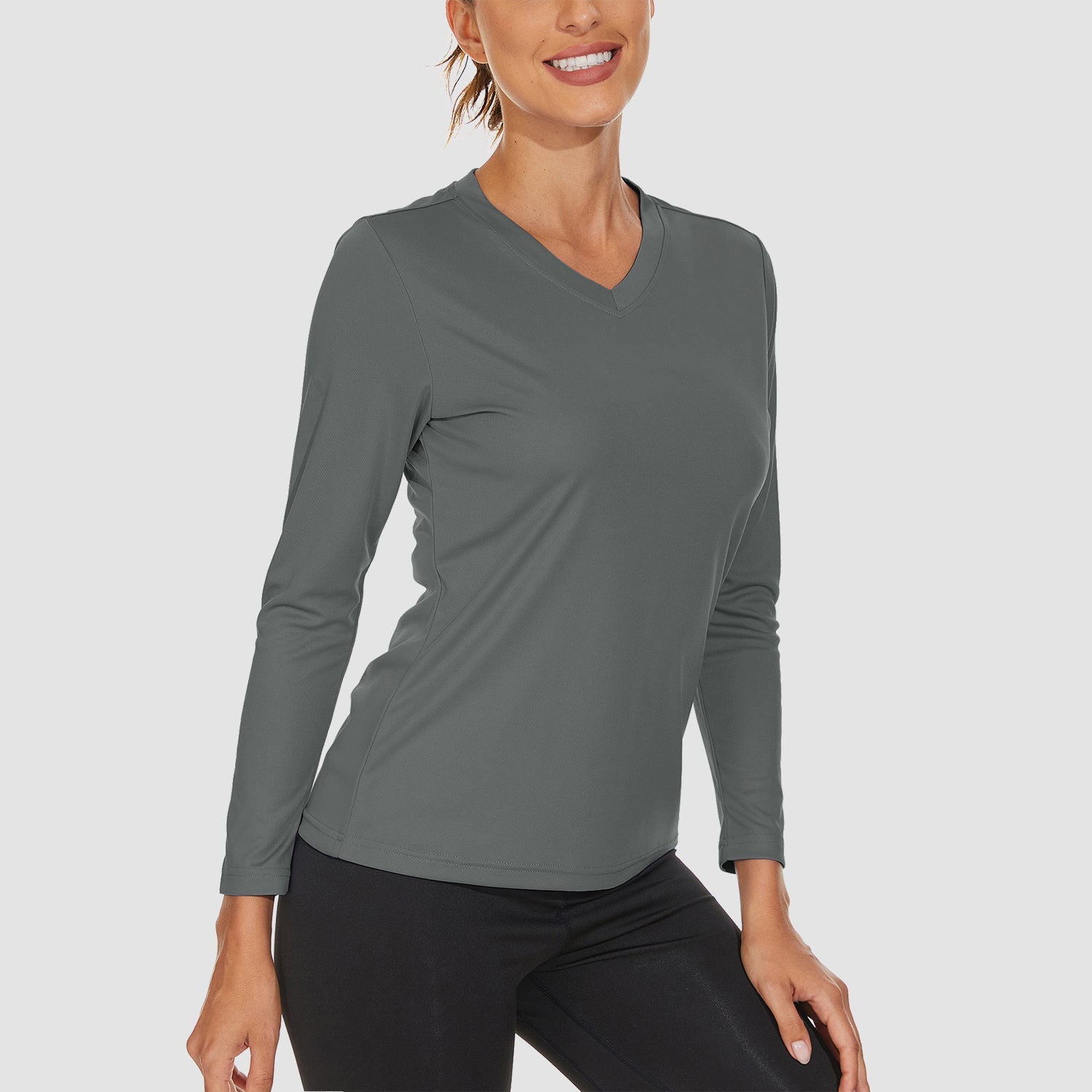 Women's Long Sleeve UPF 50+ V-Neck Hiking & Workout Shirt