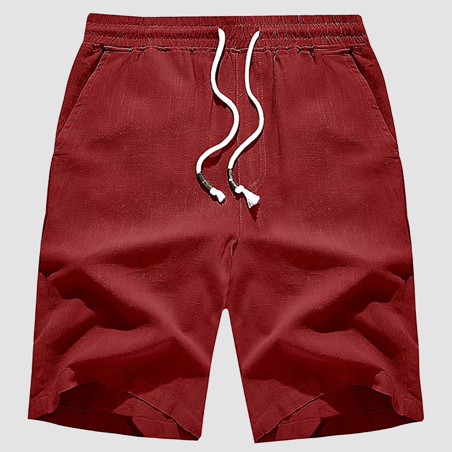 Men's Linen Cotton Shorts - Drawstring, Elastic Waist