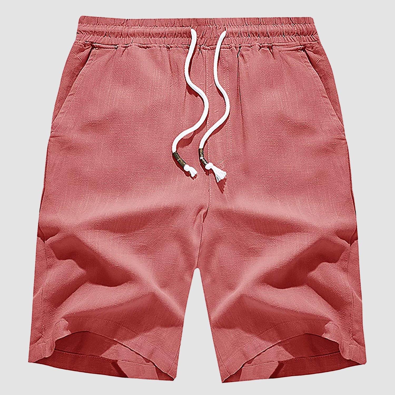 Men's Linen Cotton Shorts - Drawstring, Elastic Waist