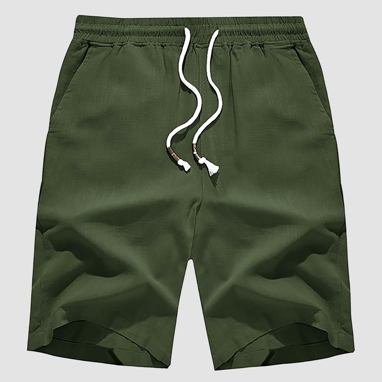 Men's Linen Cotton Shorts - Drawstring, Elastic Waist
