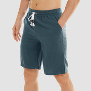 Men's Linen Cotton Shorts - Drawstring, Elastic Waist