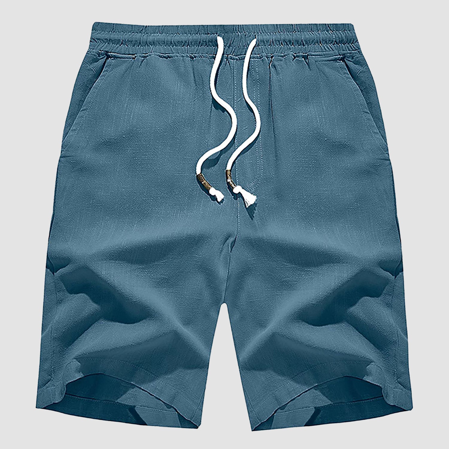 Men's Linen Cotton Shorts - Drawstring, Elastic Waist