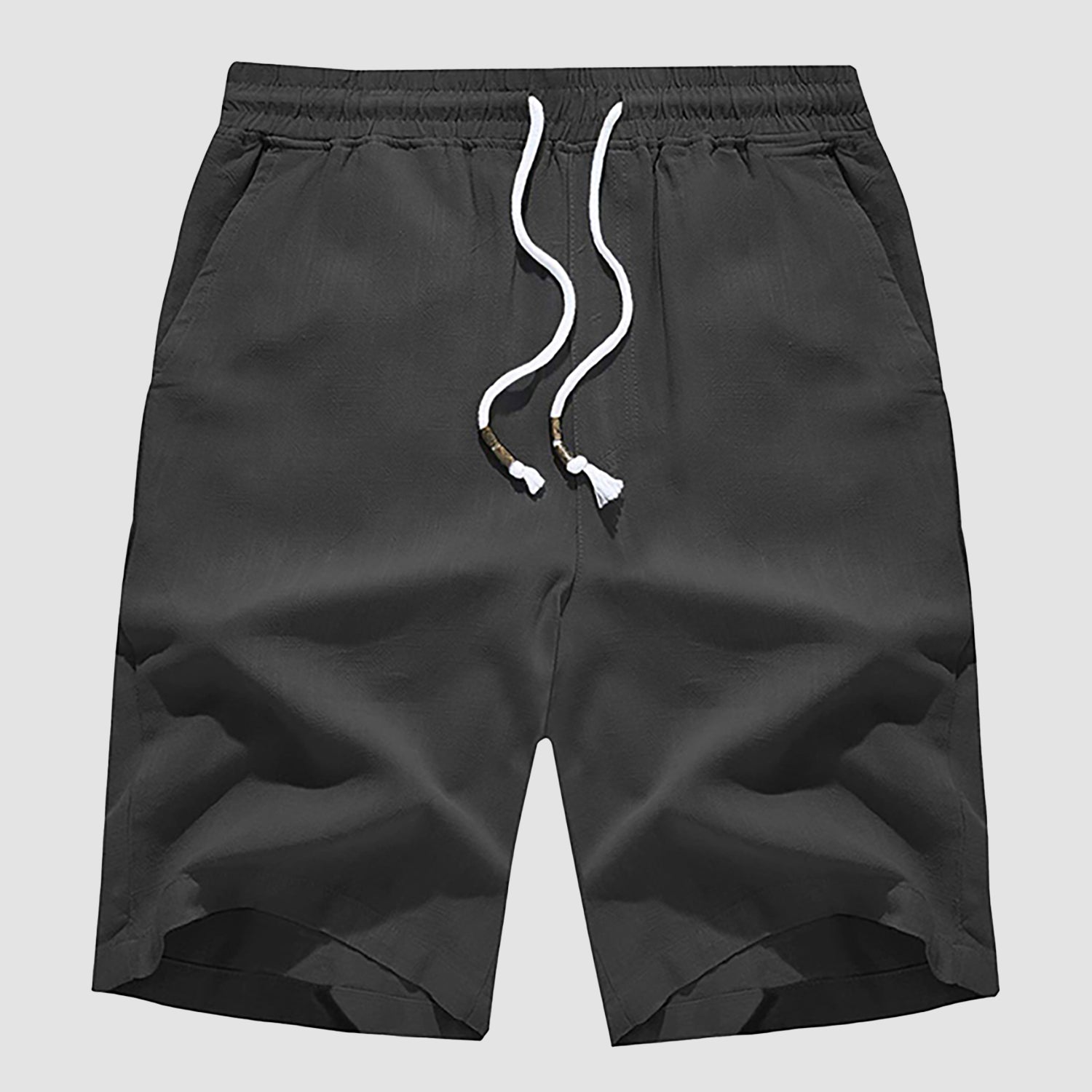Men's Linen Cotton Shorts - Drawstring, Elastic Waist