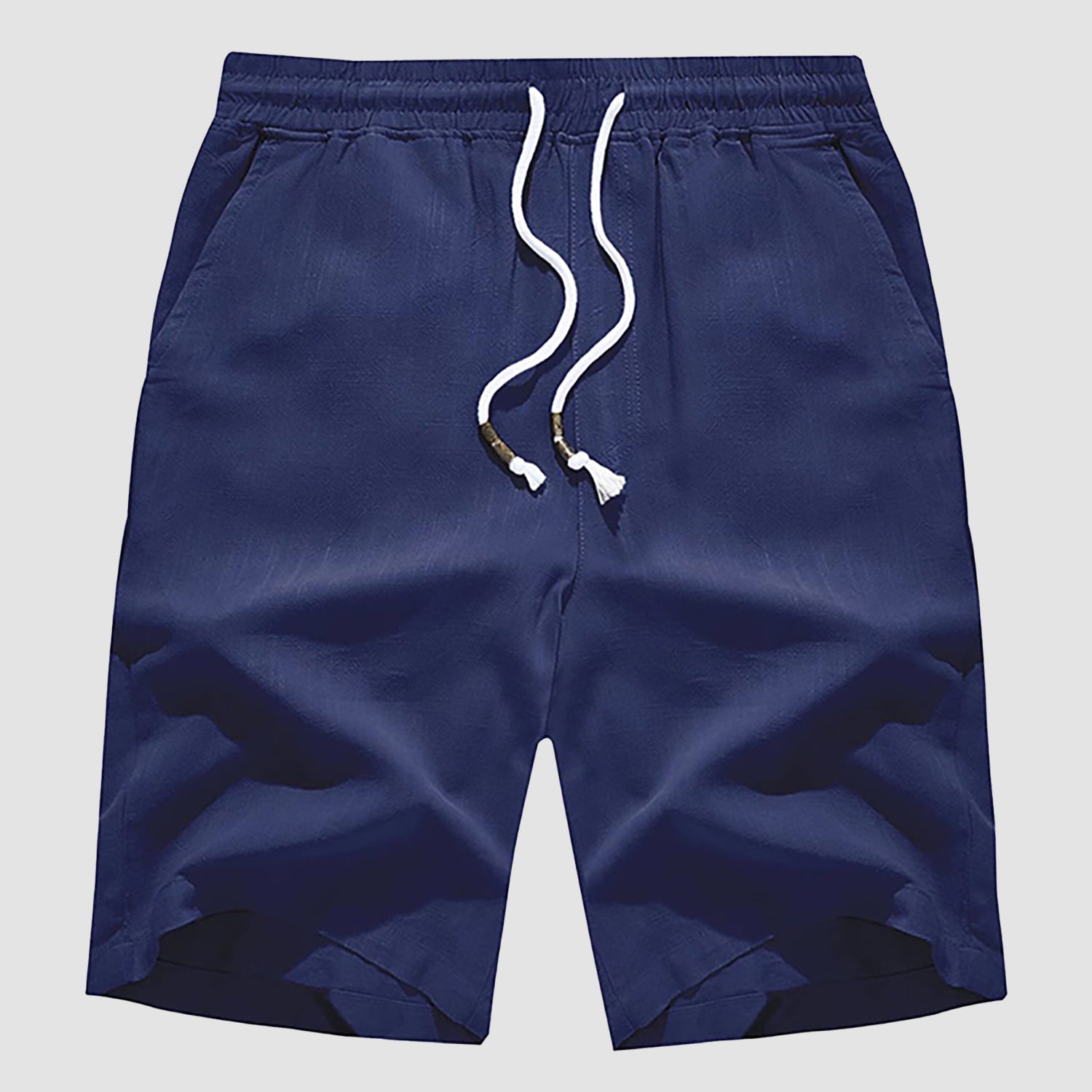 Men's Linen Cotton Shorts - Drawstring, Elastic Waist