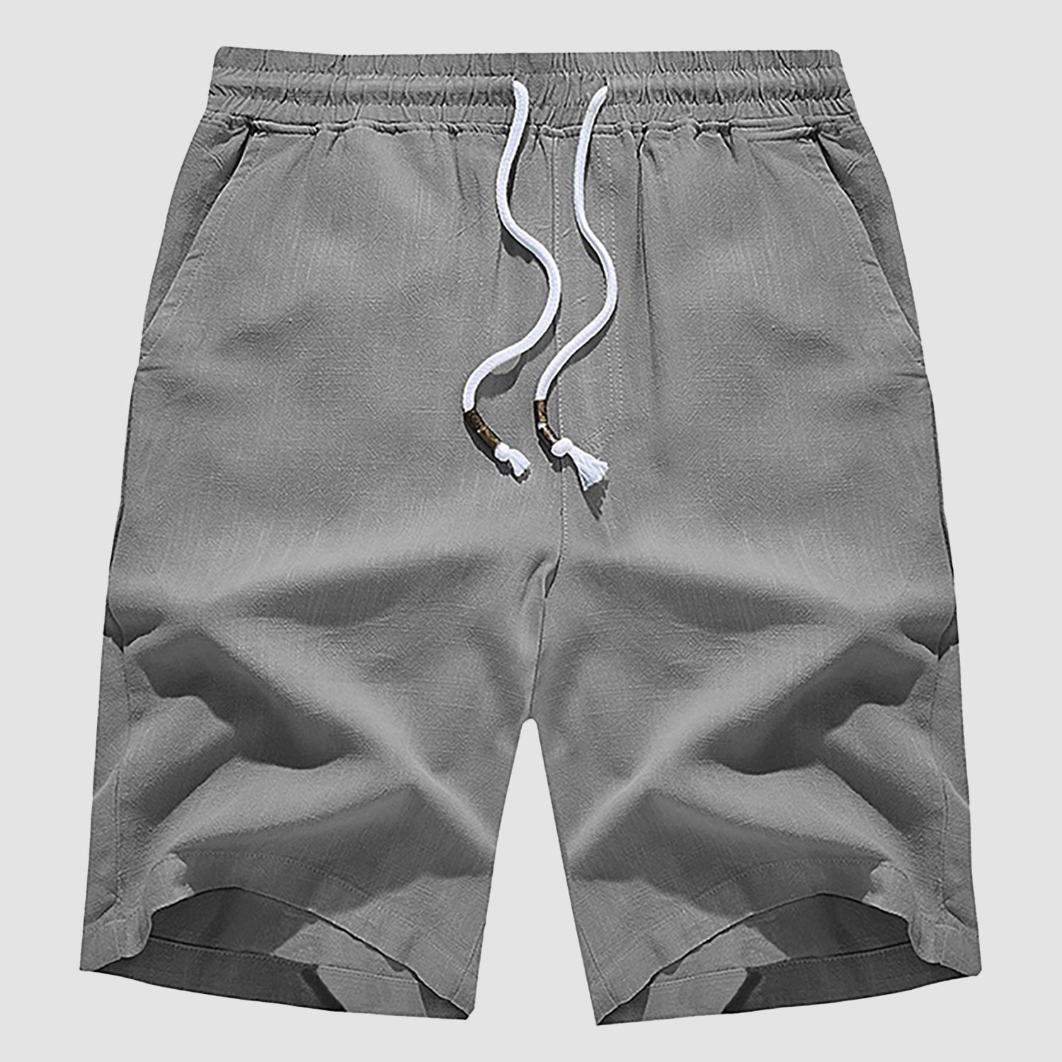 Men's Linen Cotton Shorts - Drawstring, Elastic Waist