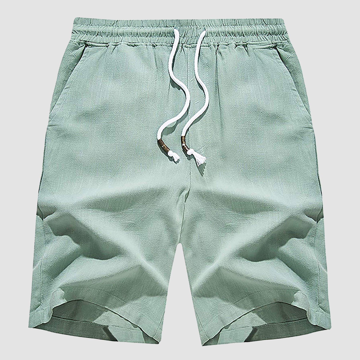 Men's Linen Cotton Shorts - Drawstring, Elastic Waist
