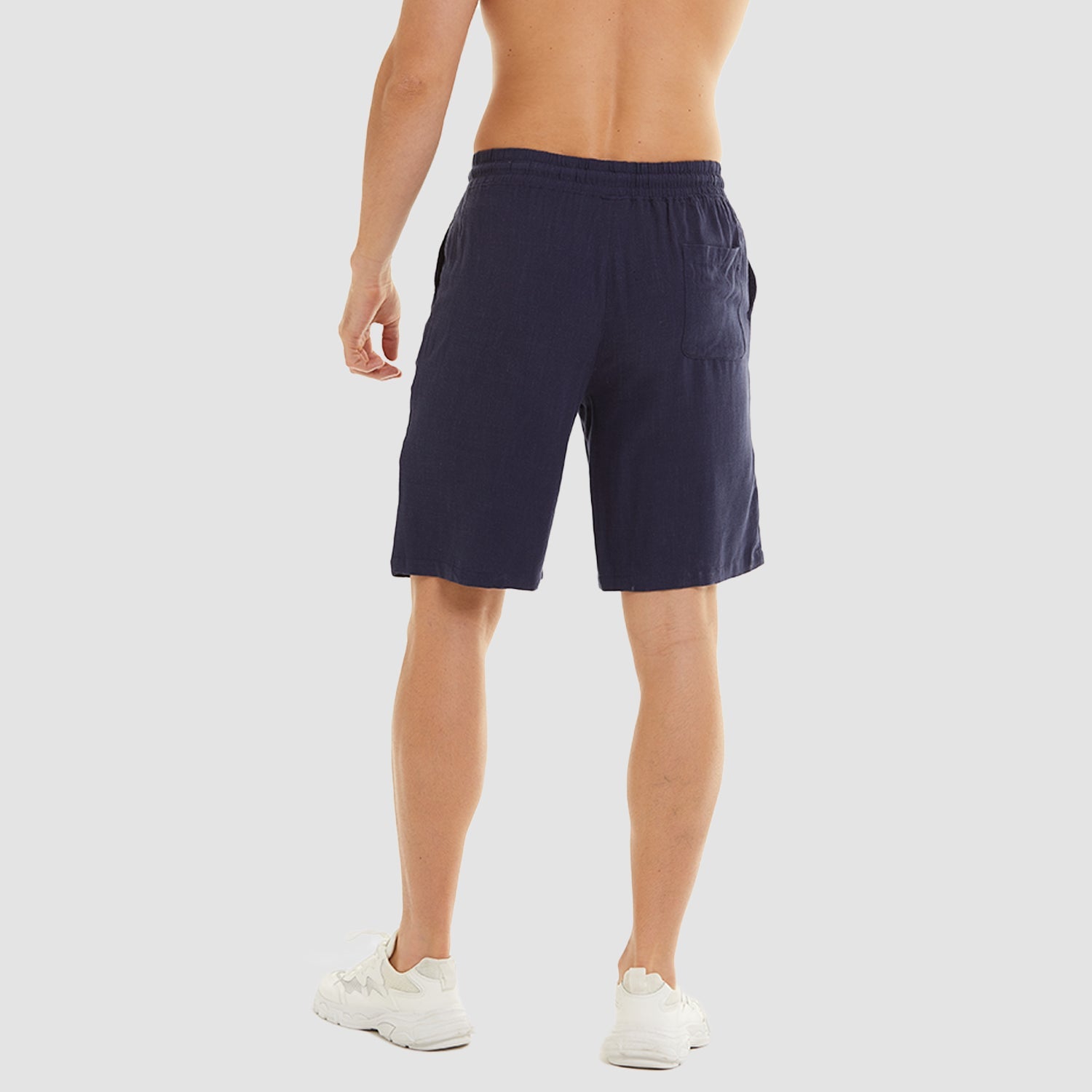 Men's Linen Cotton Shorts - Drawstring, Elastic Waist