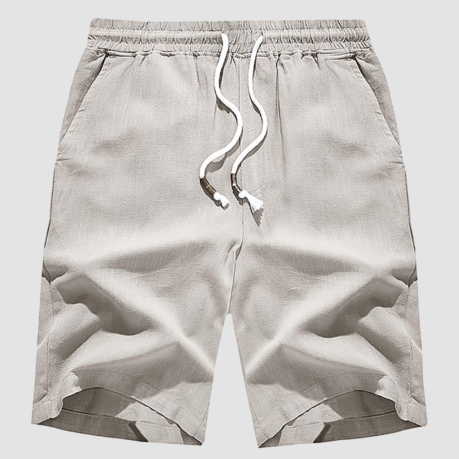 Men's Linen Cotton Shorts - Drawstring, Elastic Waist