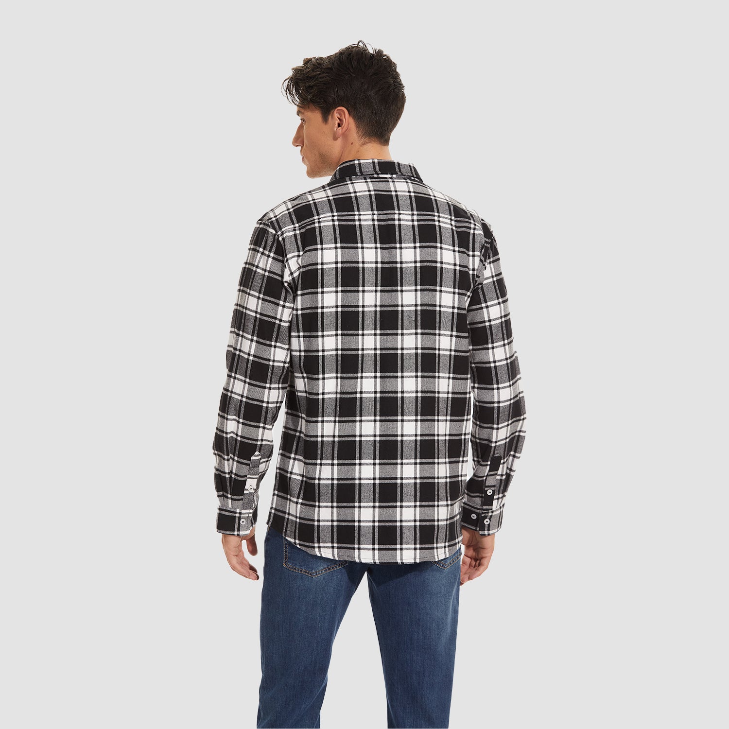 Men's Long Sleeve Cotton Plaid Flannel Shirt