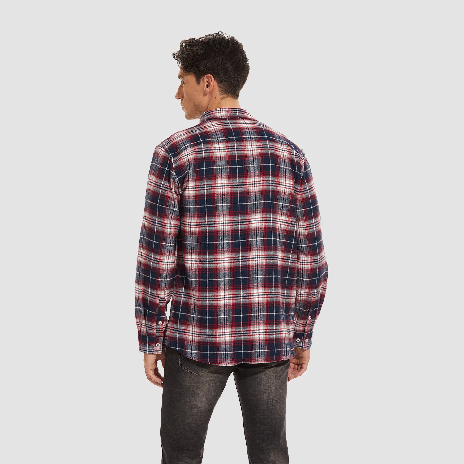 Men's Long Sleeve Cotton Plaid Flannel Shirt