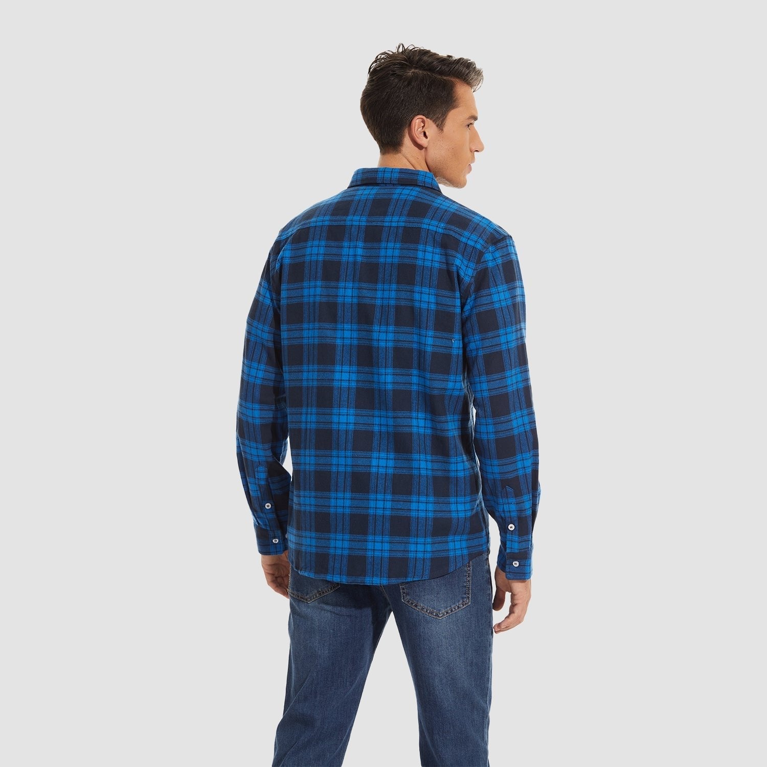 Men's Long Sleeve Cotton Plaid Flannel Shirt