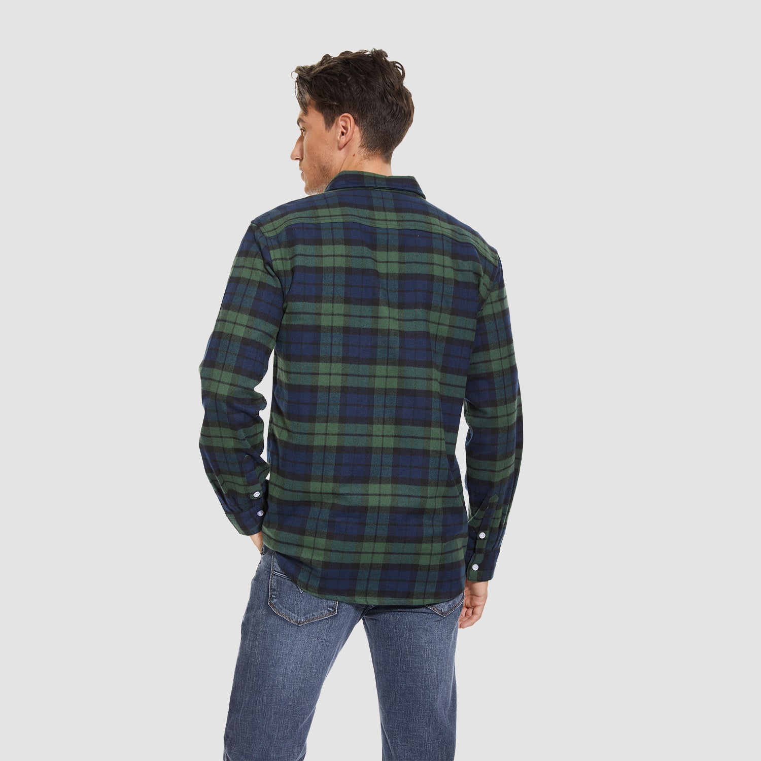 Men's Long Sleeve Cotton Plaid Flannel Shirt