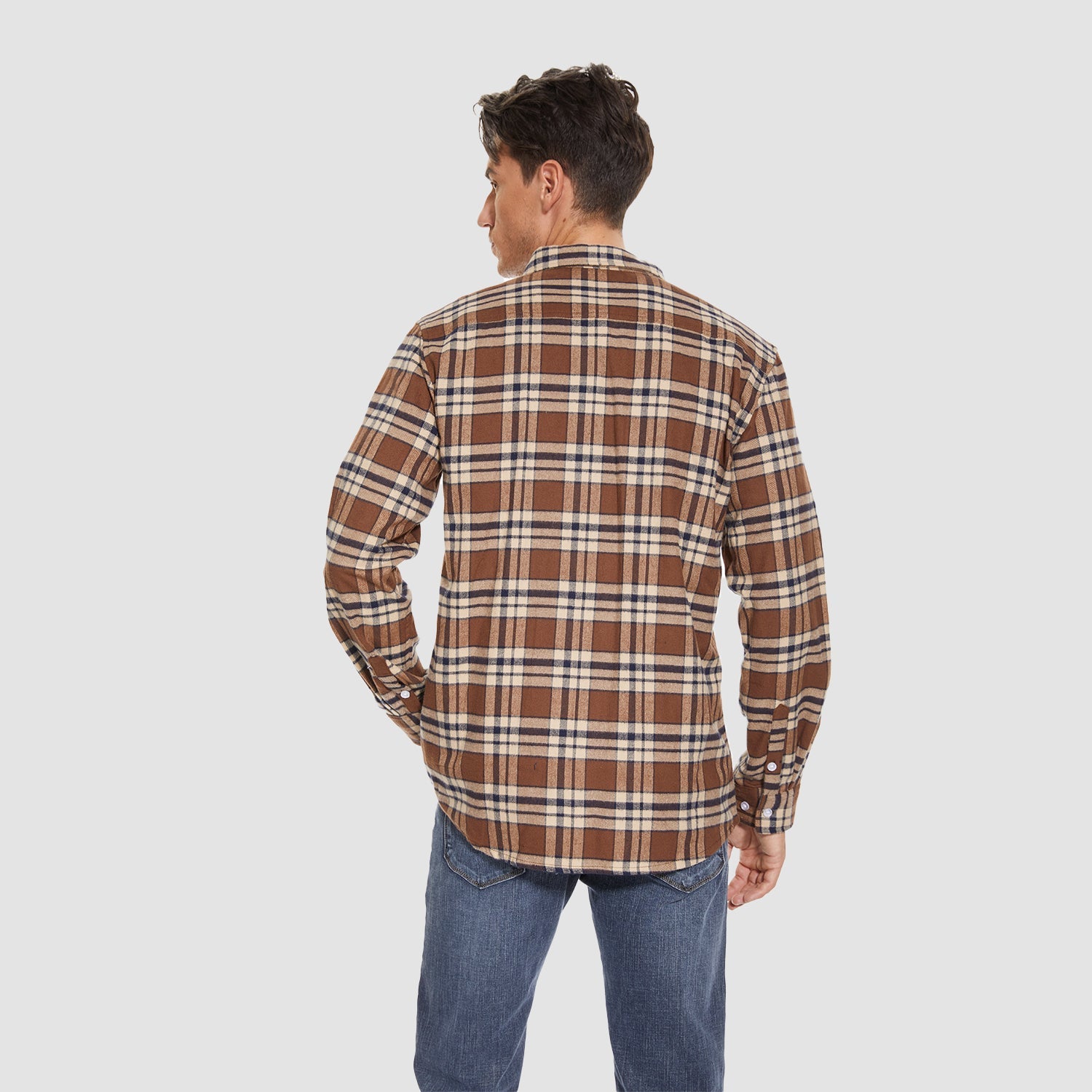 Men's Long Sleeve Cotton Plaid Flannel Shirt