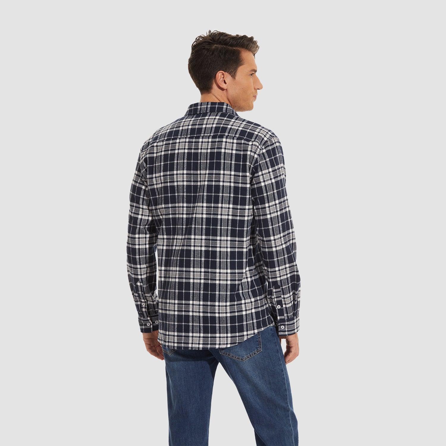 Men's Long Sleeve Cotton Plaid Flannel Shirt
