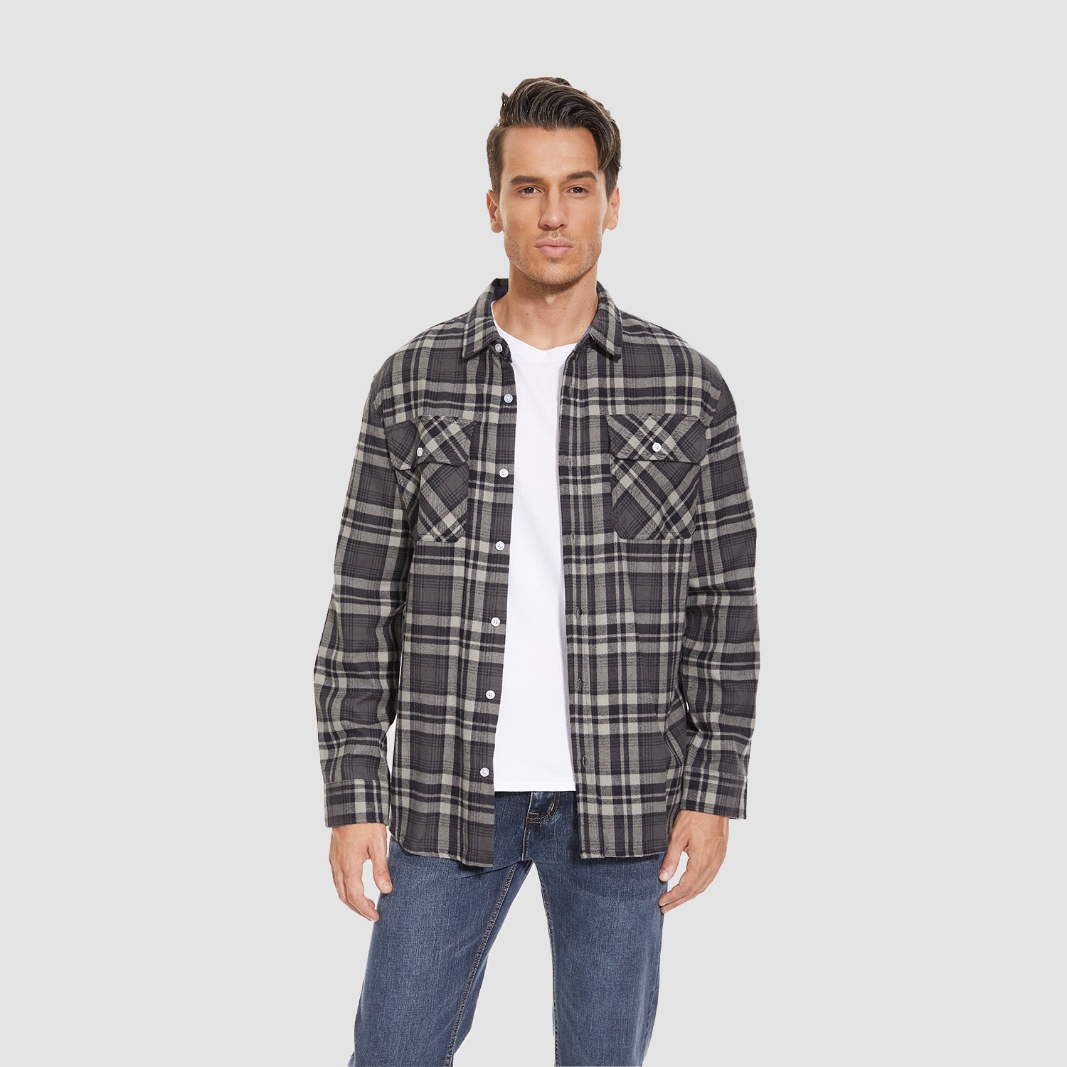 Men's Long Sleeve Cotton Plaid Flannel Shirt