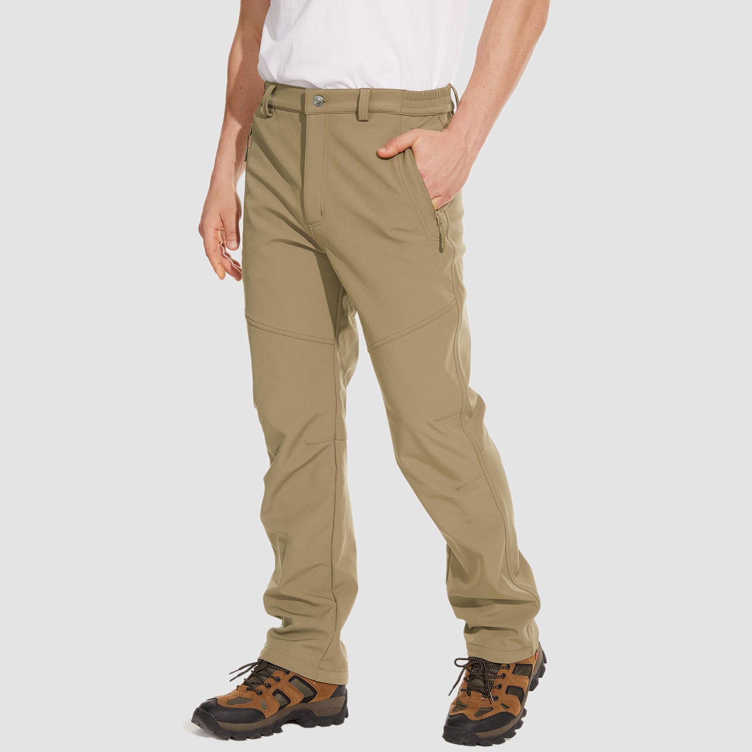 Men's Fleece Hiking Pants Water Resistant Ski Snow Pants
