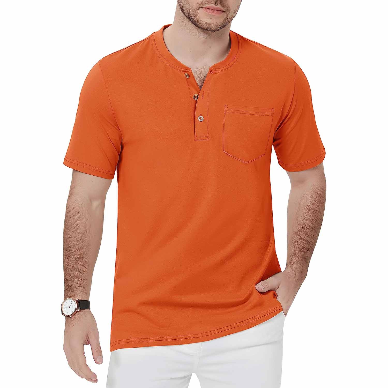 Men's Slim Fit Short Sleeve Sun Protection Henley Shirt