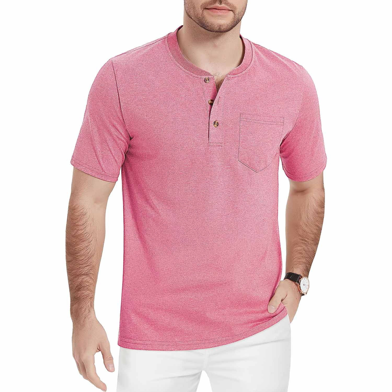 Men's Slim Fit Short Sleeve Sun Protection Henley Shirt