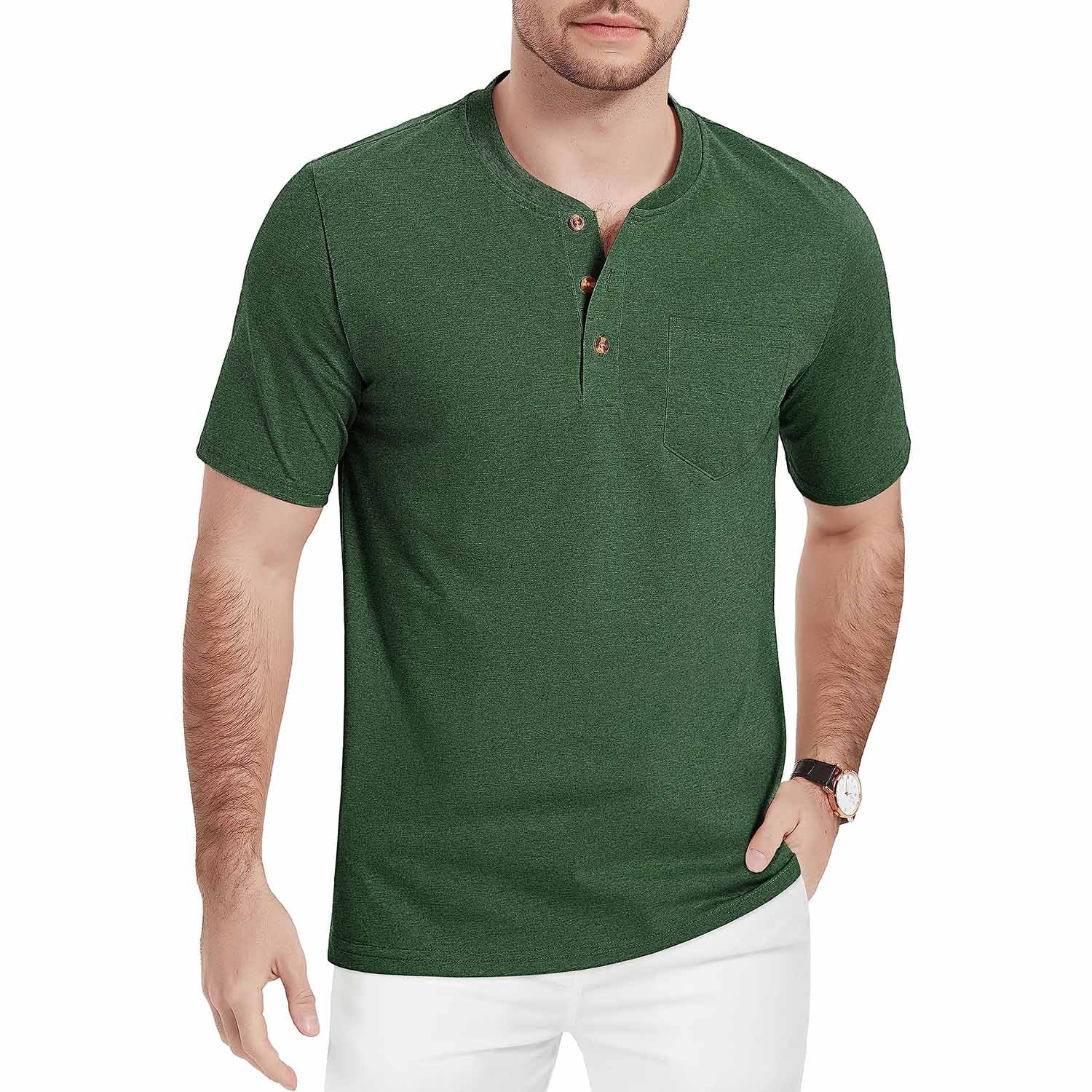 Men's Slim Fit Short Sleeve Sun Protection Henley Shirt