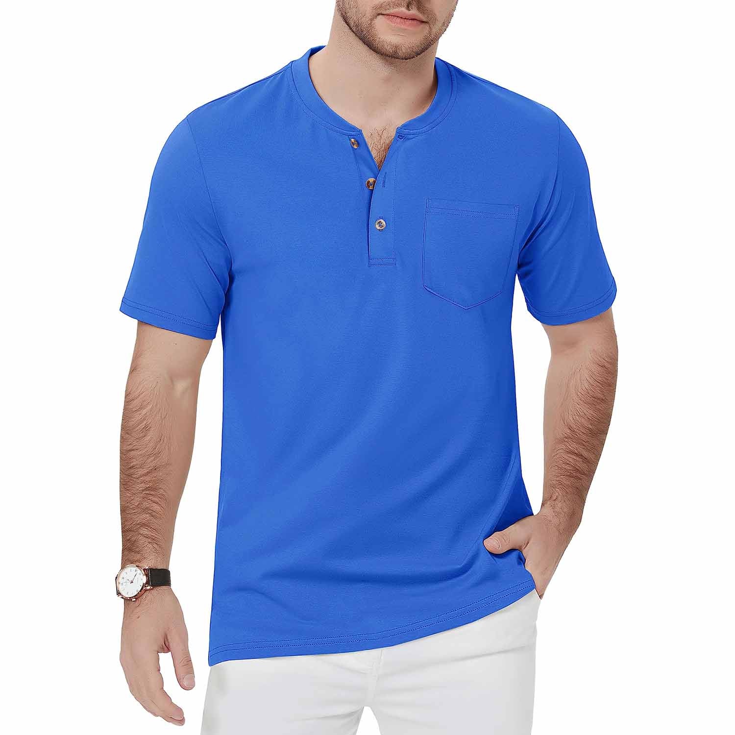 Men's Slim Fit Short Sleeve Sun Protection Henley Shirt
