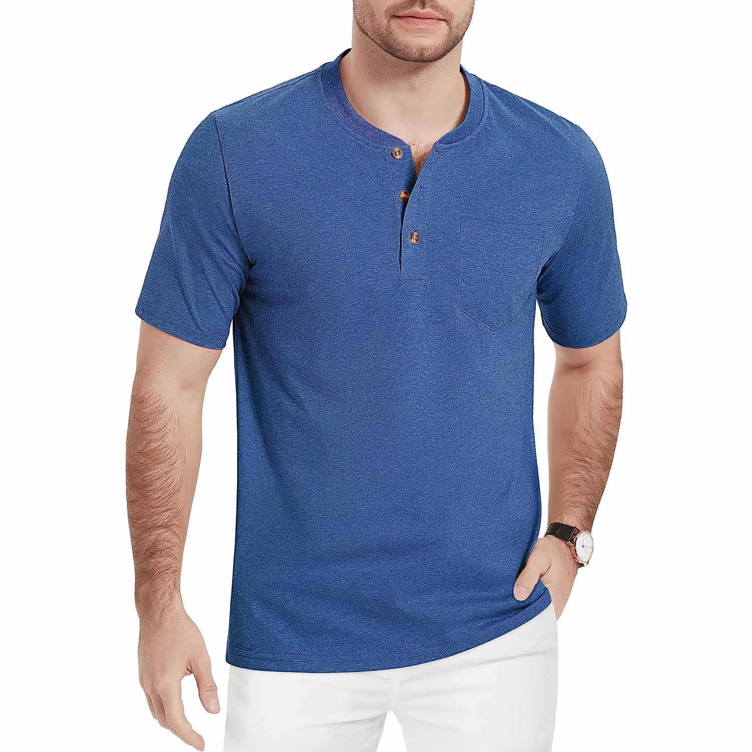Men's Slim Fit Short Sleeve Sun Protection Henley Shirt