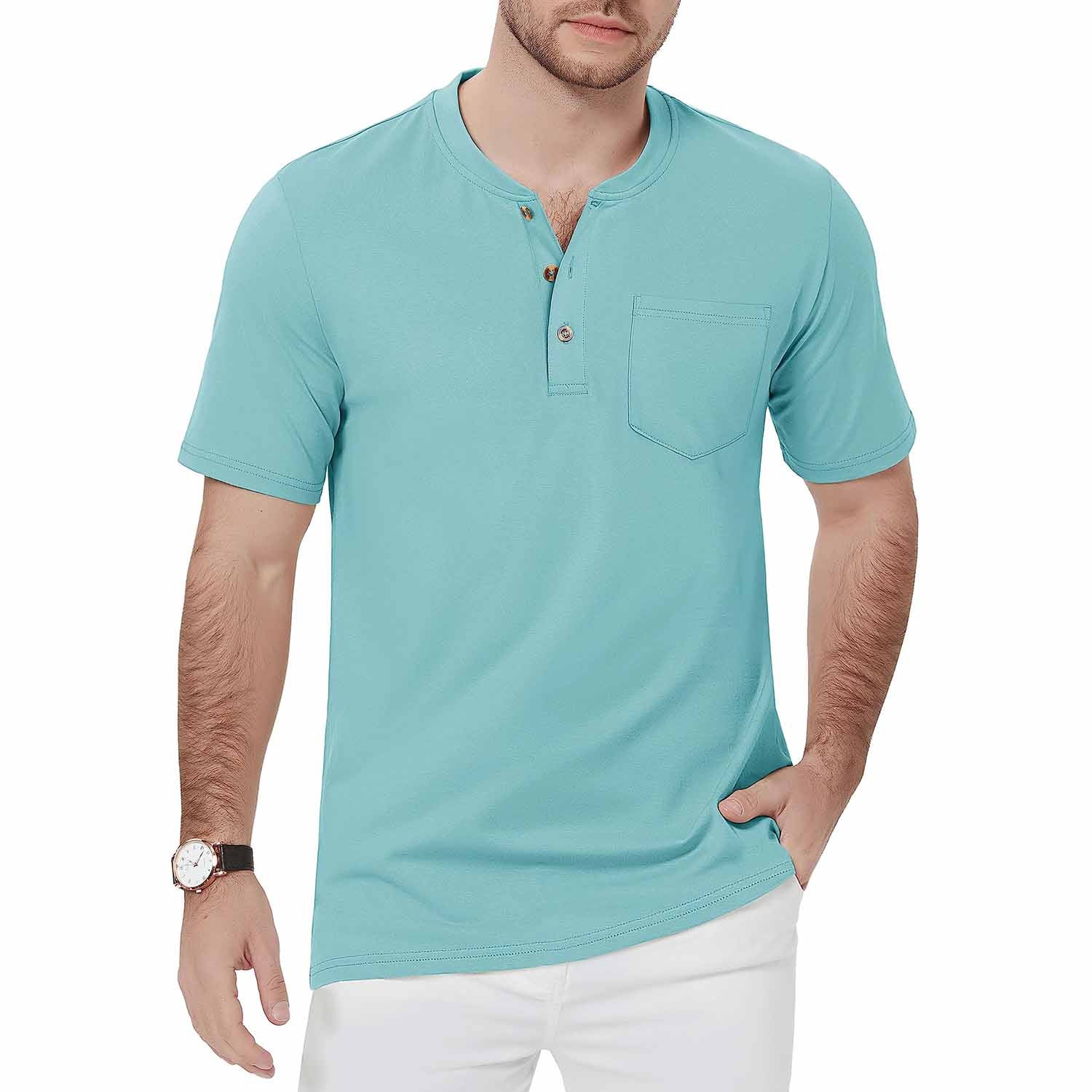 Men's Slim Fit Short Sleeve Sun Protection Henley Shirt