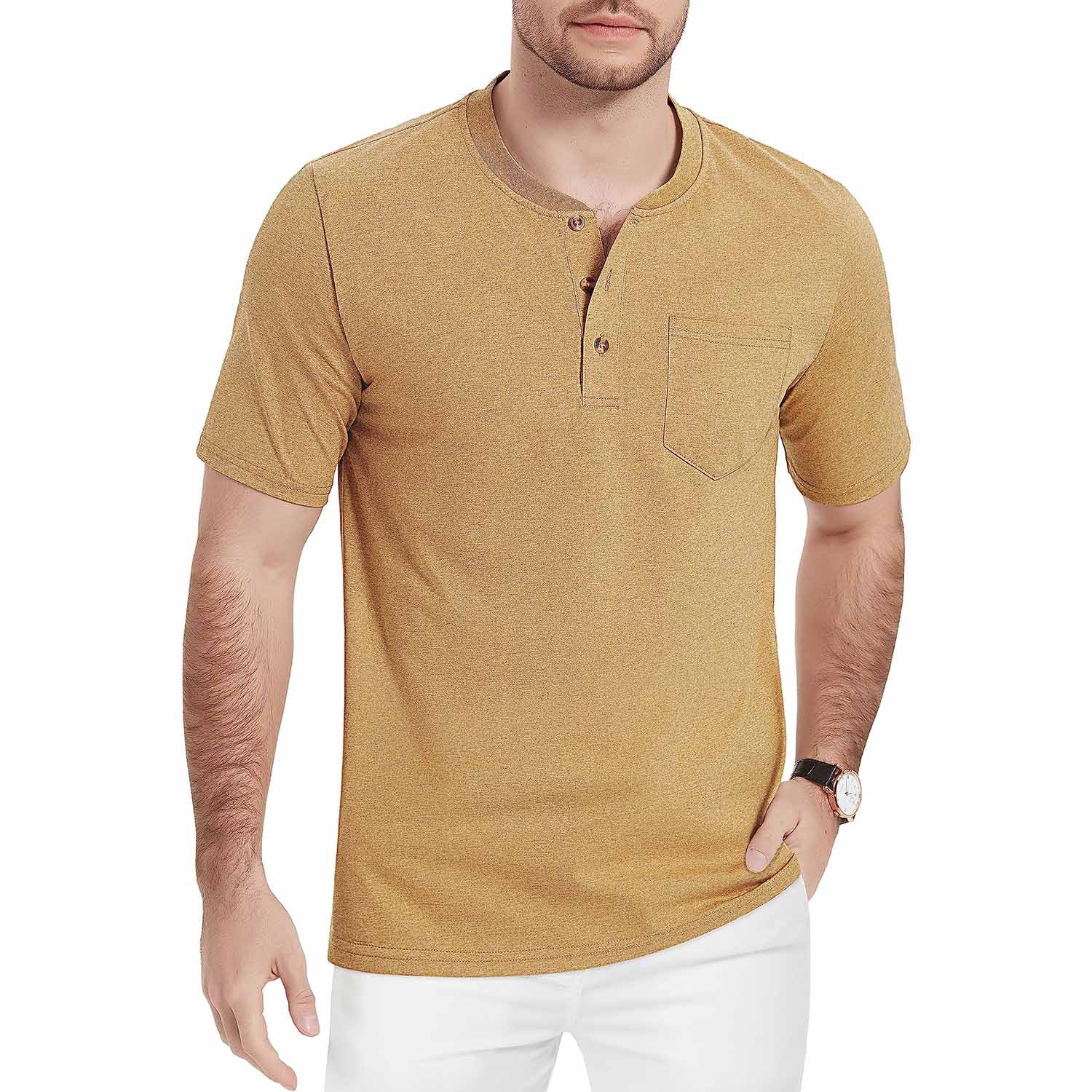 Men's Slim Fit Short Sleeve Sun Protection Henley Shirt