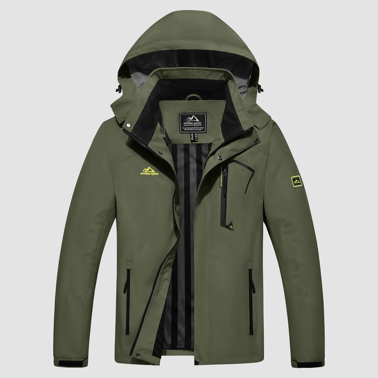 Men's Lightweight Rain Jacket with Detachable Hood for Hiking