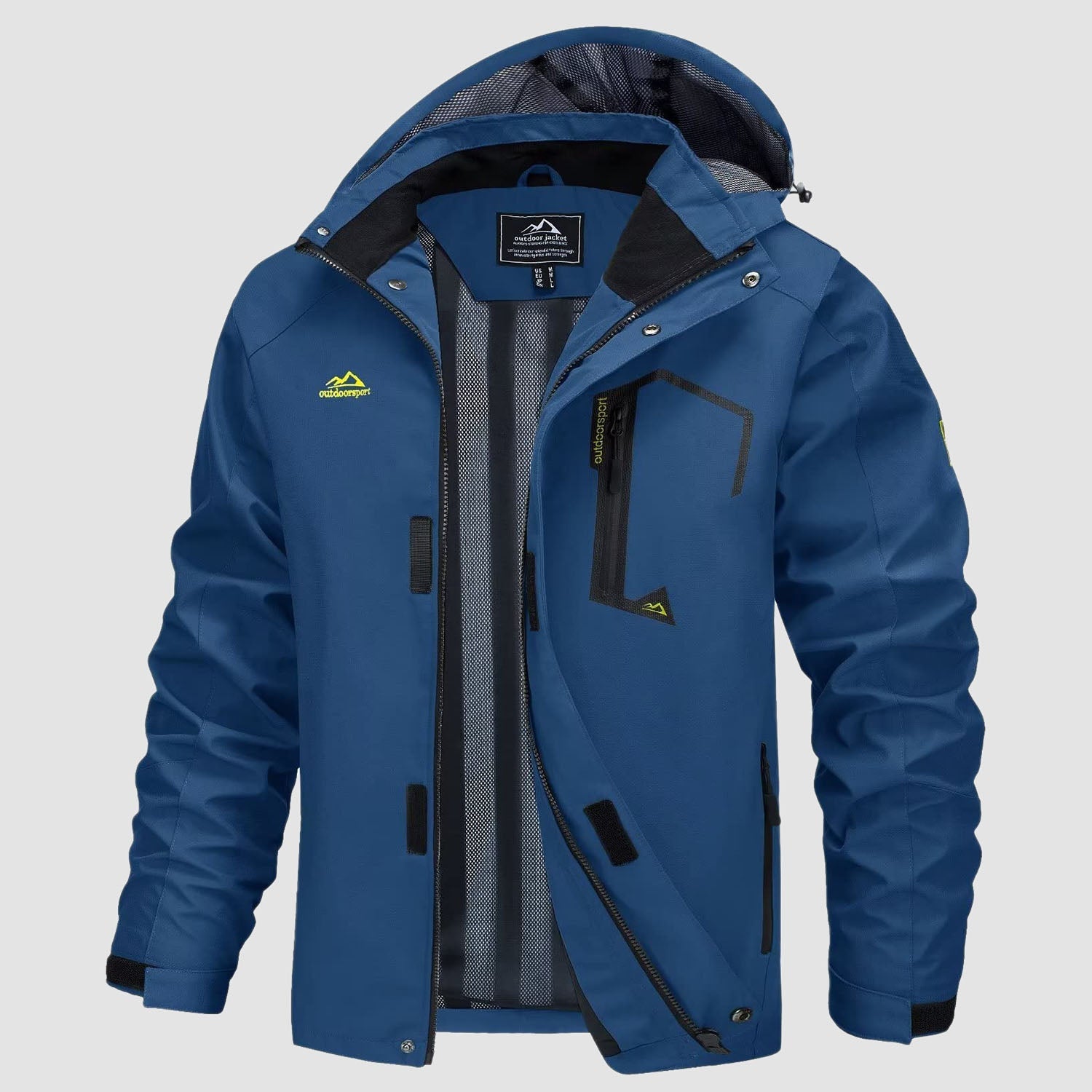 Men's Lightweight Rain Jacket with Detachable Hood for Hiking