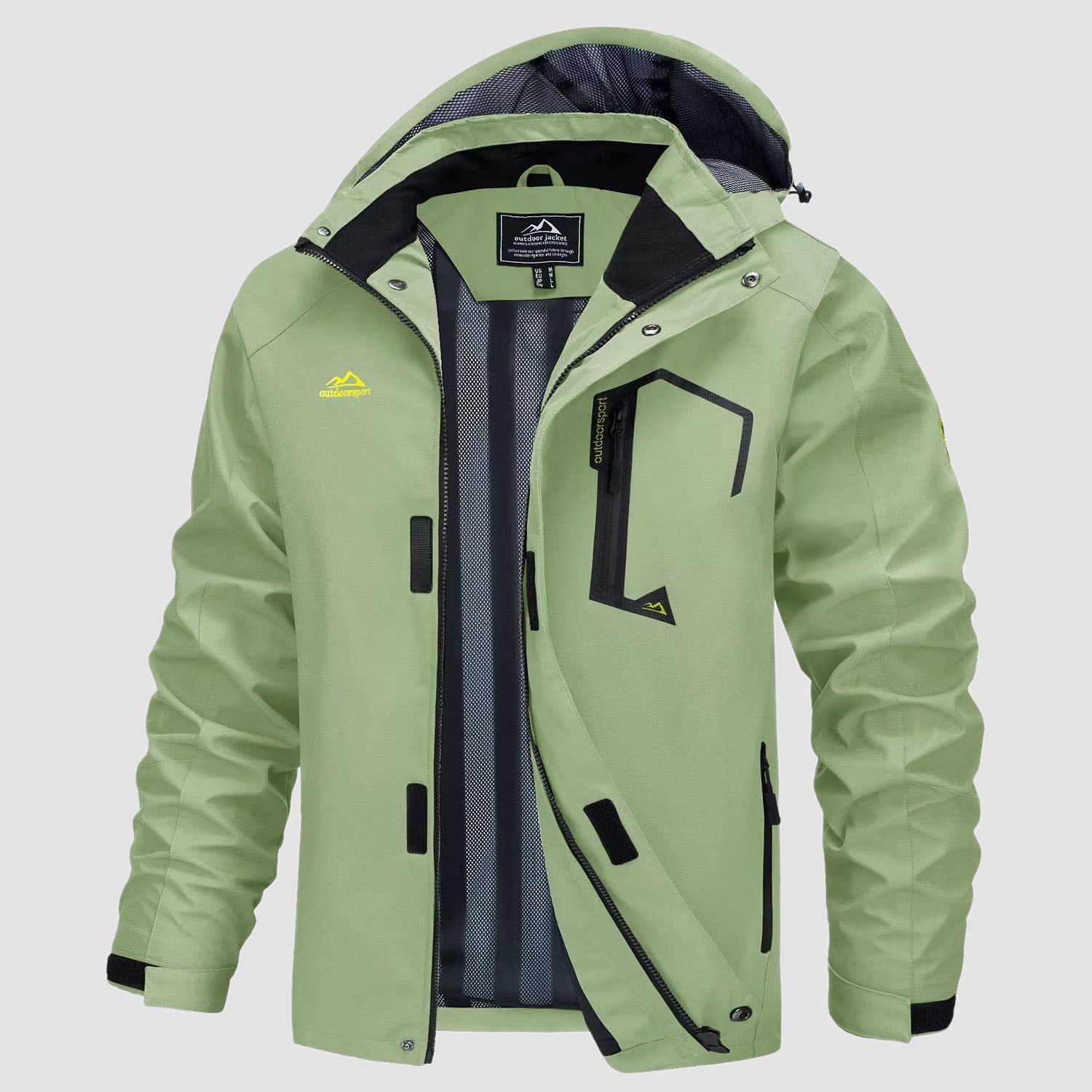 Men's Lightweight Rain Jacket with Detachable Hood for Hiking