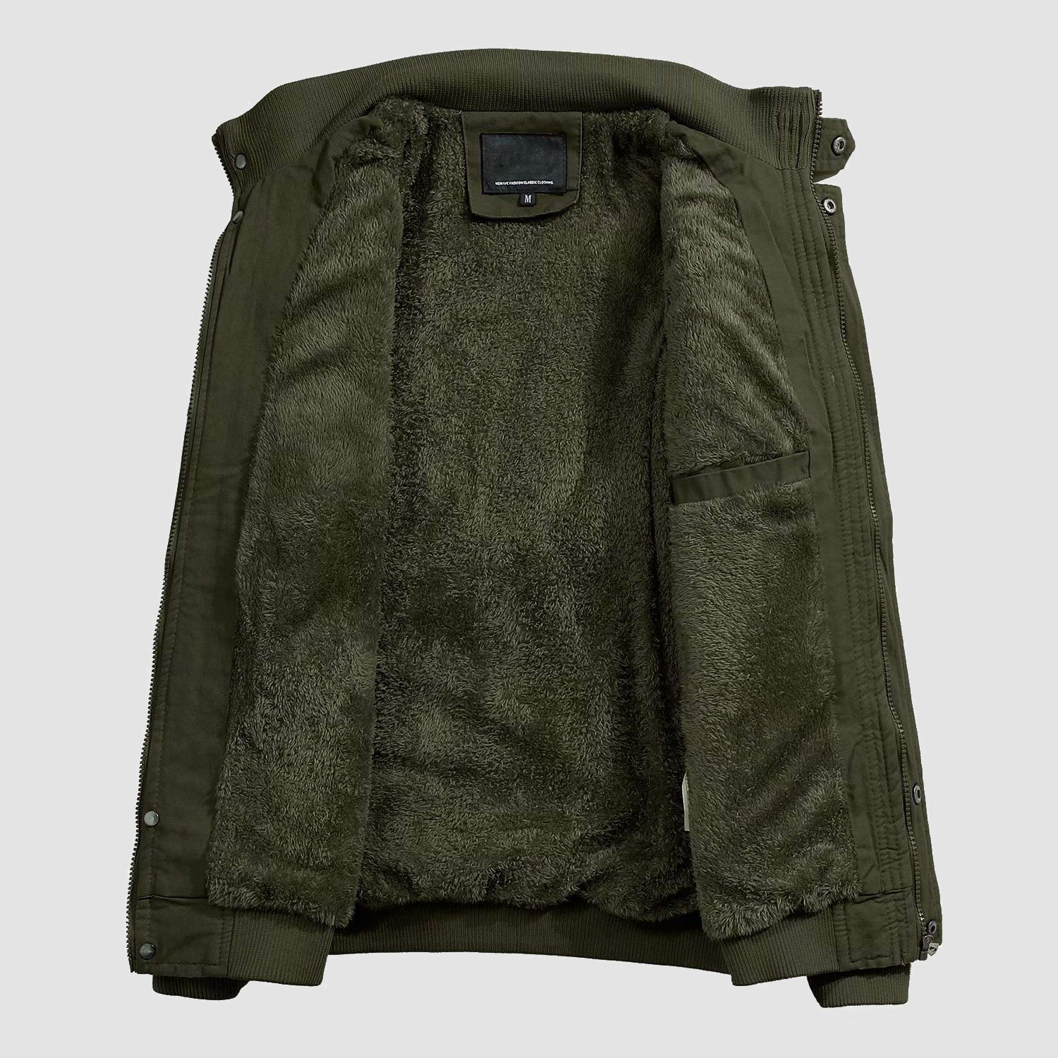 Men's Cotton Military Bomber Jacket - Lightweight Zip-Up